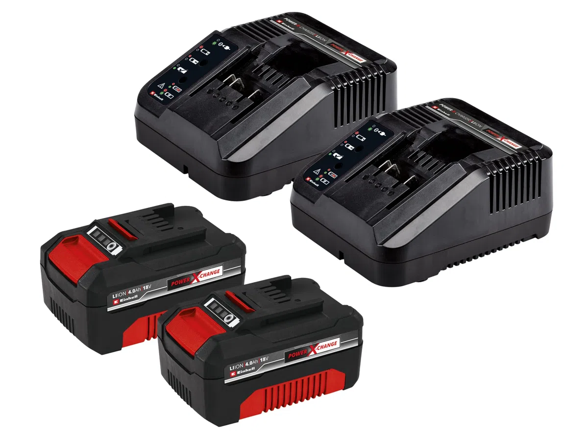 Einhell Akumulatorowa kosiarka GE-CM 36/43 Li M Power X-Change (Li-Ion, 36V, technologia TWIN-PACK, Highwheeler, w tym akumulator 2 x 4.0 Ah PXC i 2 x szybka ładowarka)