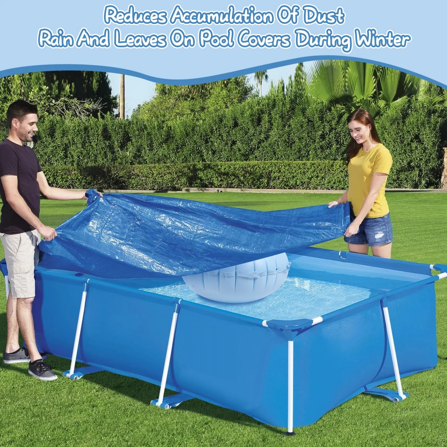 Zimowa poduszka basenowa gruba PVC duży rozmiar XXL 120 x 120 cm, wodoodporna okrągły kształt zimowa pływająca poduszka powietrzna do basenu, poduszka powietrzna akcesoria basenowe