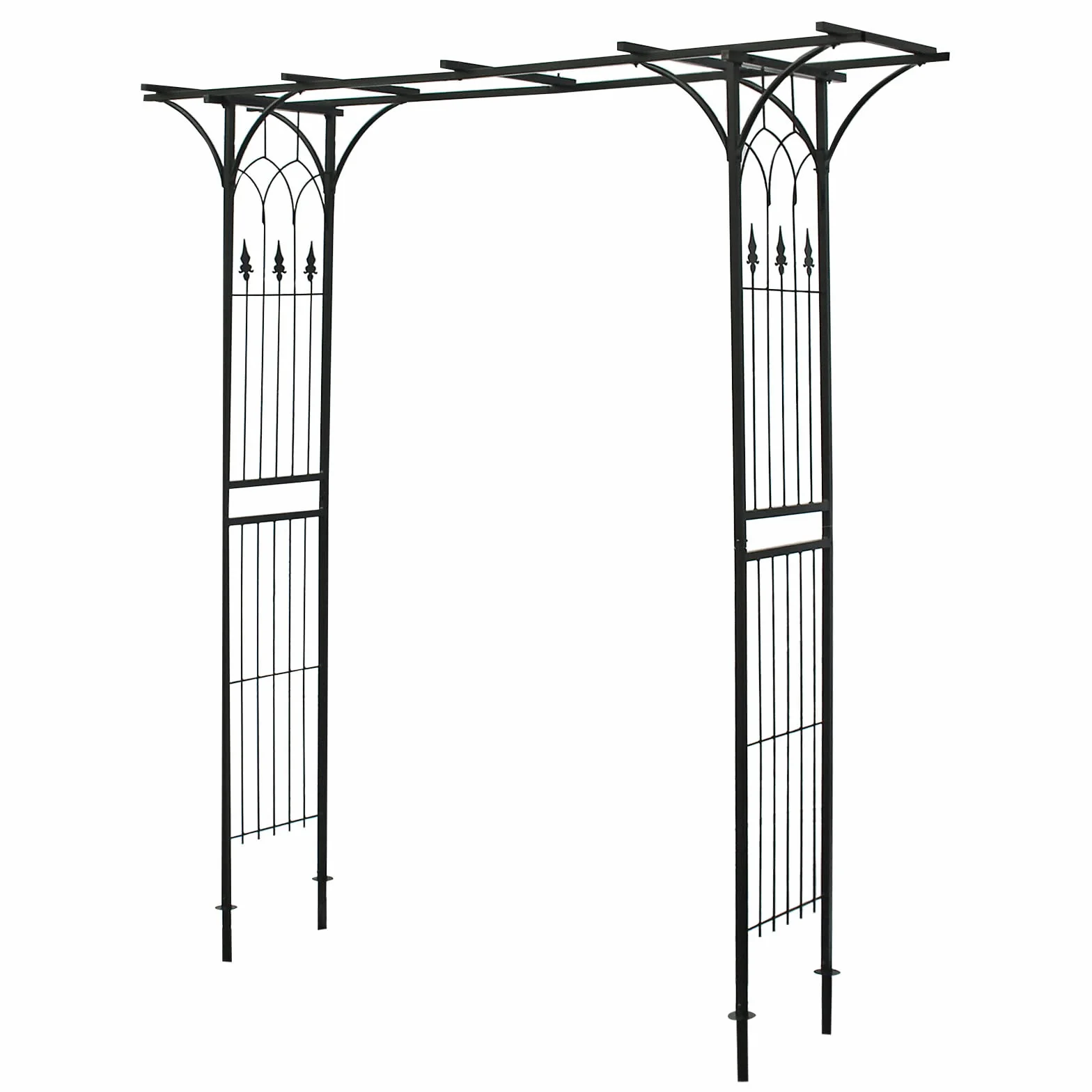 Wiltec Pergola ogrodowa o wymiarach 205 x 50 x 208 cm ze stali, trejaż do ogrodu na pnącza i róż czarny, łuk z kolcami wspierającymi
