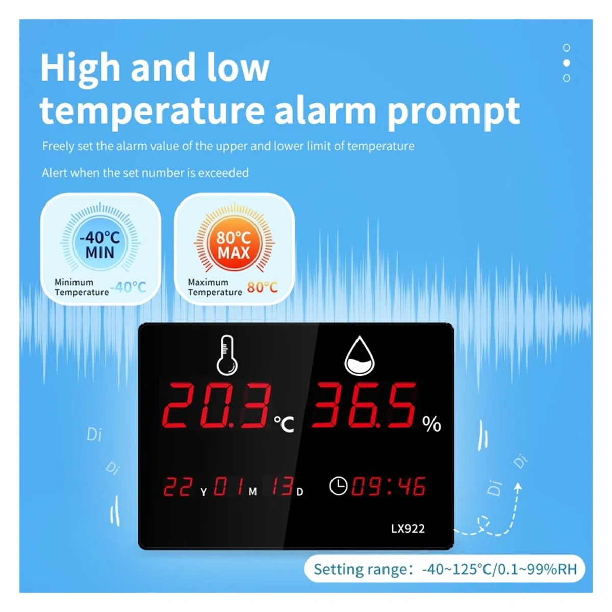 Termometr Do Wody Cyfrowy Higrometr LED Termometr Do Sauny Temperatura Wewnętrzna I Zewnętrzna Monitor Wilgotności Z Alarmem Miernik Temperatury Miernik Wilgotności