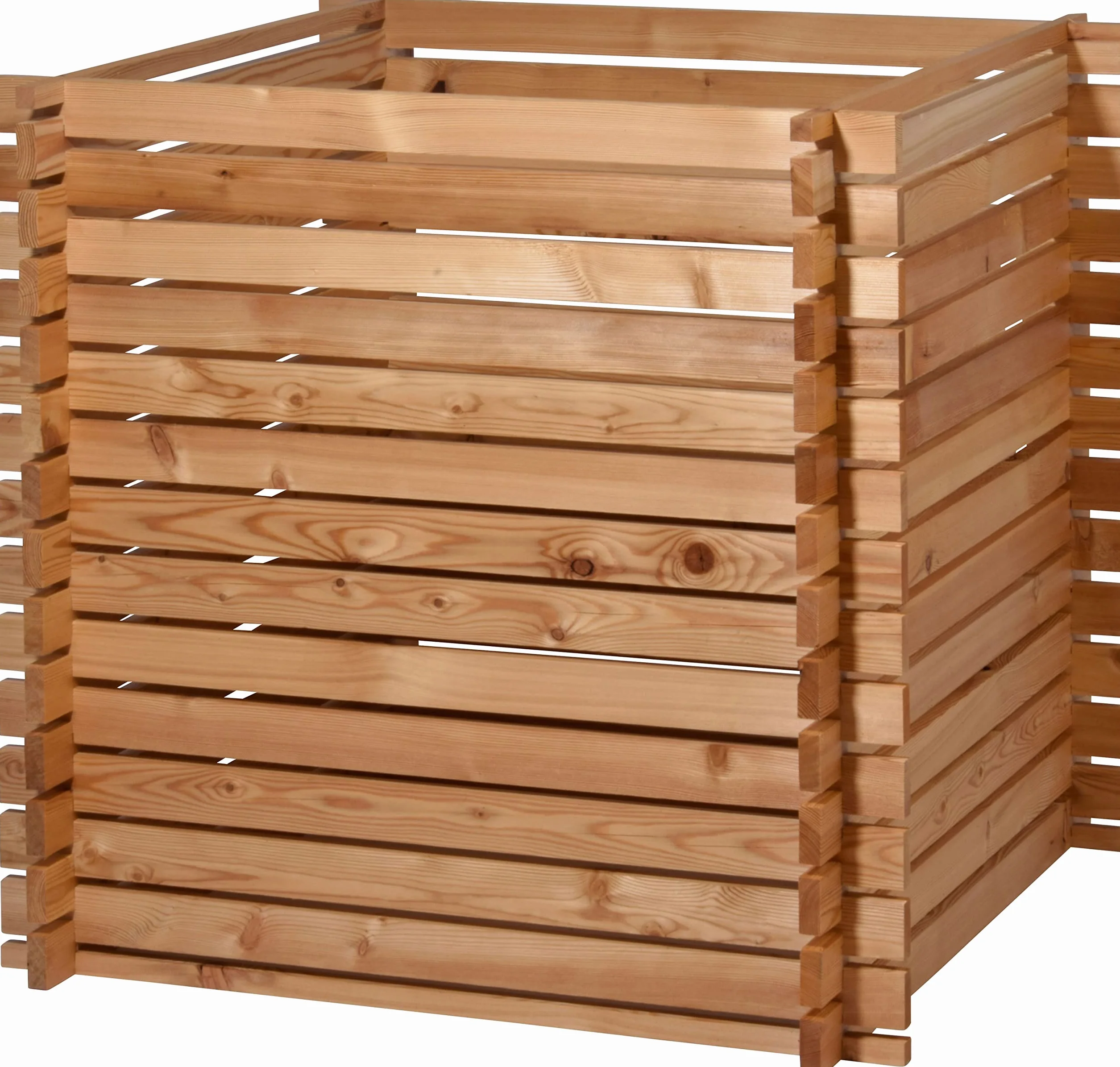dobar® Green Label 58630FSCe kompostownik z drewna modrzewiowego, z systemem wtykowym, kwadratowy pojemnik na kompostownik z litego drewna, 420 l, zestaw do montażu, 79 x 79 x 79 cm, kolor naturalny