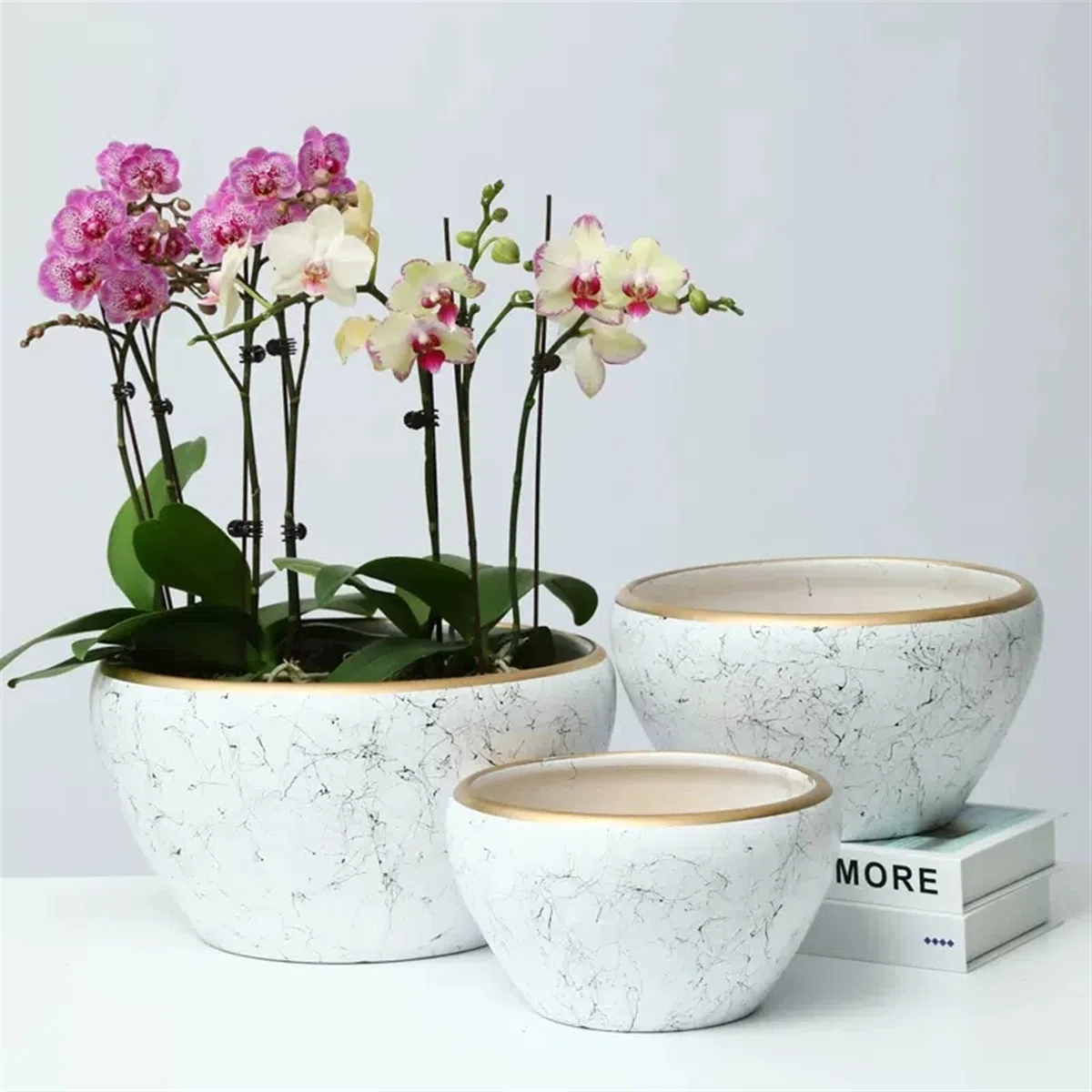 Doniczki na kwiaty Okrągłe ozdobne doniczki, doniczka z otworami drenażowymi, ceramiczne doniczki ogrodowe na rośliny doniczkowe/na zewnątrz Doniczka (Size : 14CM)