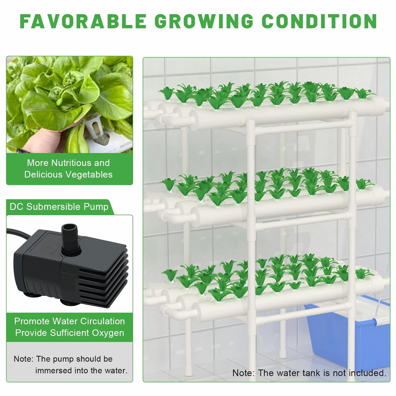 Hydroponic System Hydroponic Grow Kit bezglebowe systemy do uprawy roślin, 108 miejsc dla roślin, 3 warstwy, rośliny, warzywa, hydroponika, do domu, na balkon, do ogrodu, na balkon