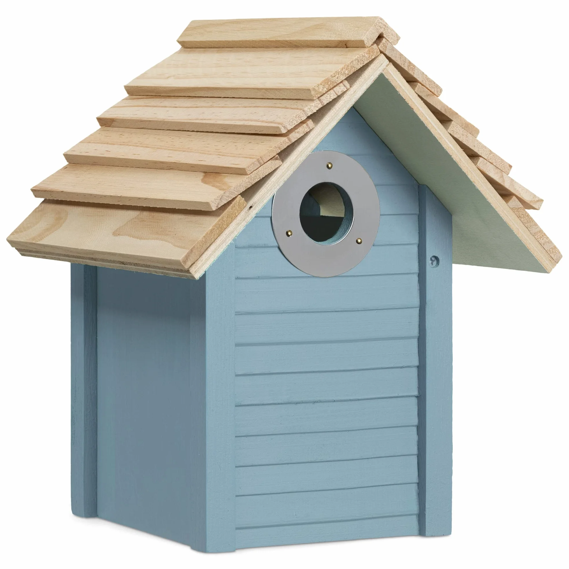 Navaris Bird House Made z drewna do wiszące - Nesting Box for Titms and Songbirds - Ptak inkubator - karmniki dla ptaków z chronioną otworem wejściowym - niebieski