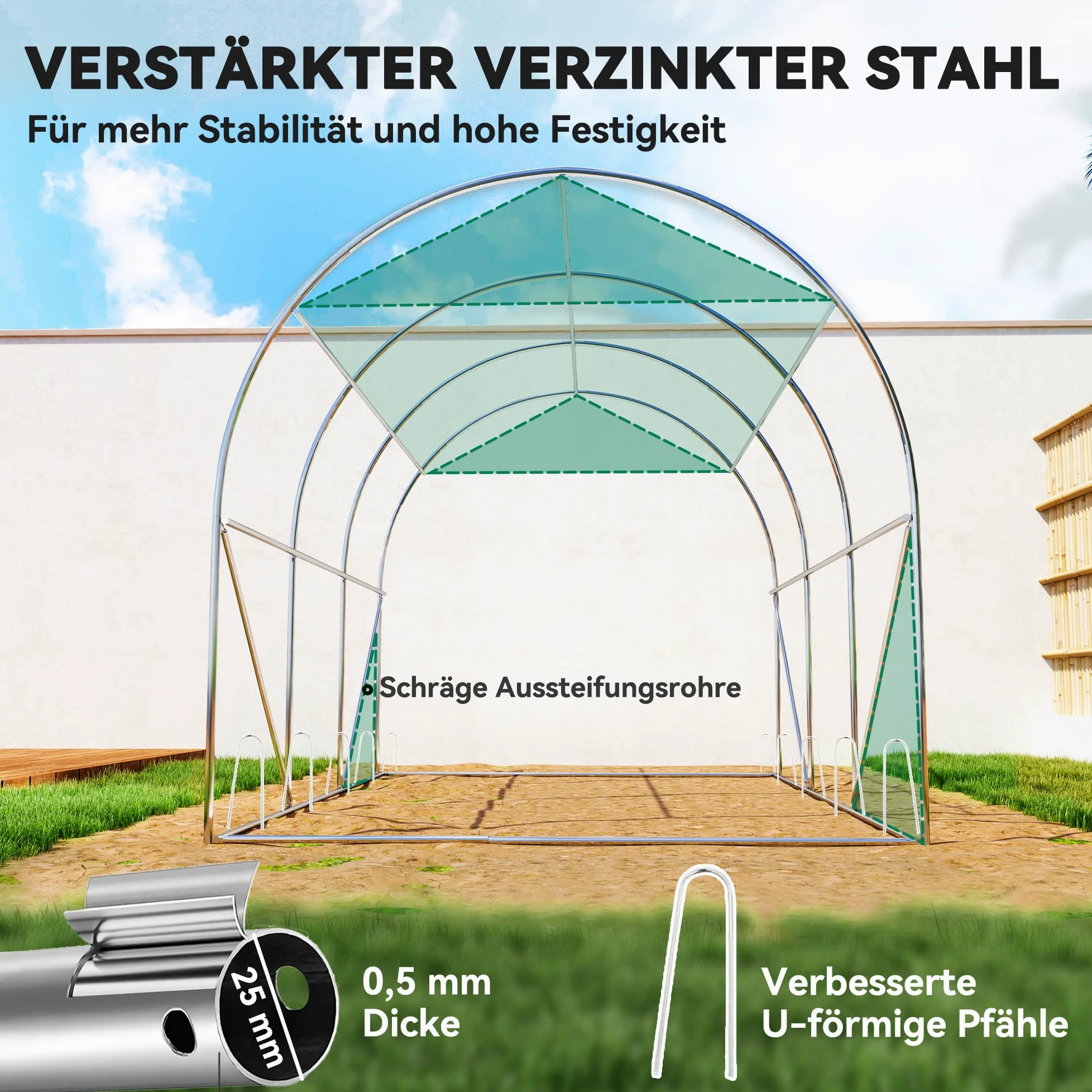 Outsunny Szklarnia foliowa 3 x 2 x 2 m z 6 oknami, drzwiami przesuwnymi, zwijane ściany boczne, odporny na promieniowanie UV tunel foliowy, odporna na warunki zimowe z zagłębieniem, zielona