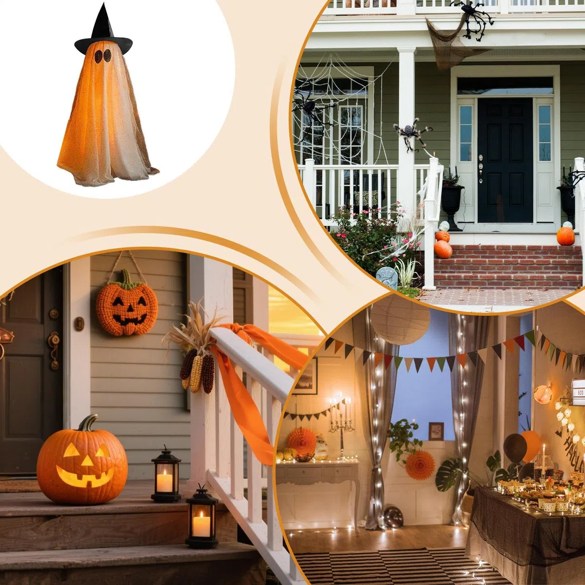 Halloween Duchy Dekoracje Jasne Halloweenowe Duchy Dekoracje Zewnętrzne | Świąteczne Figurki i Akcesoria Imprezowe dla Domu, Ogrodu, Podwórka, Trawnika, Tarasu, Werandy i Na
