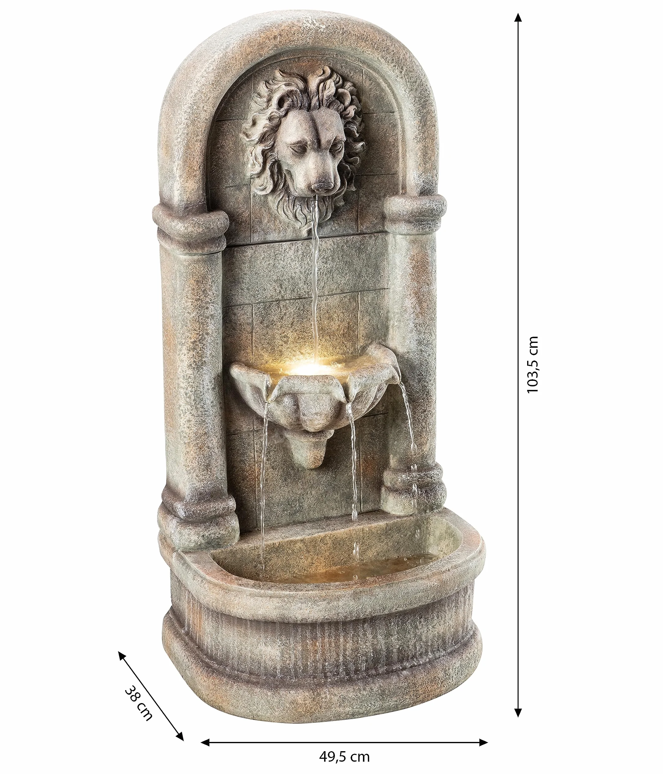 Dehner Faro Fontanna Stojąca, Szary, 103.5 x 38 x 49.5 cm