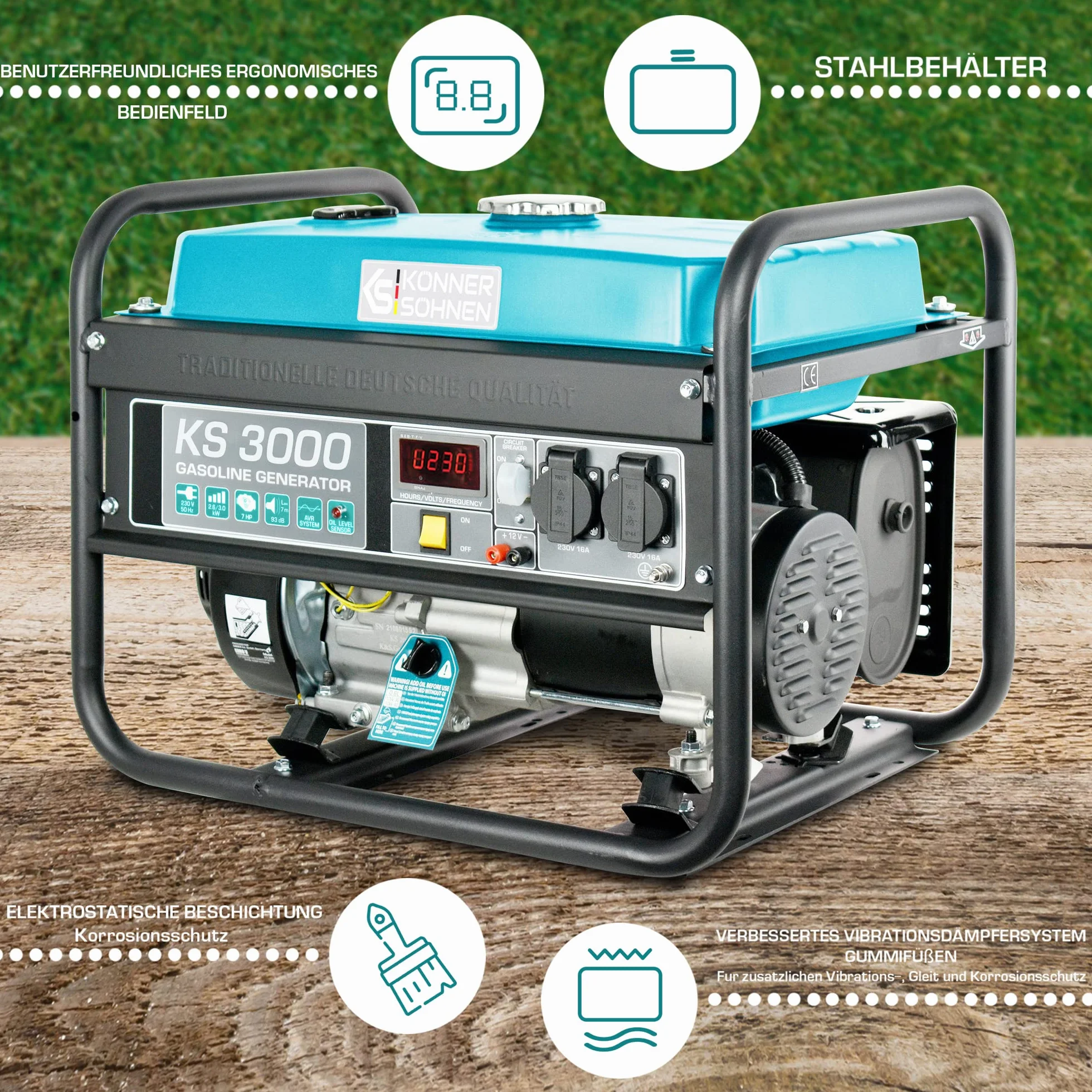 Agregat prądotwórczy Könner & Söhnen KS 3000 Generator benzyna 3000W 7kM 230V 16A