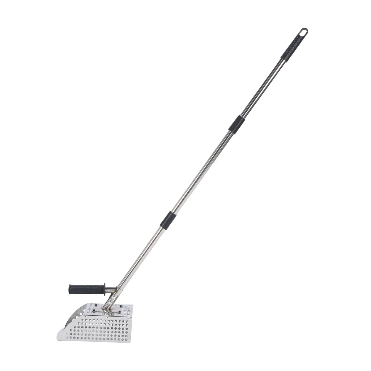 Łyżka do wykrywacza metali Wytrzymała stal nierdzewna Konstrukcja 2 w 1 Długi, zdejmowany, antypoślizgowy, gumowy uchwyt Wydajna łopata do przesiewania do poszukiwania skarbów na