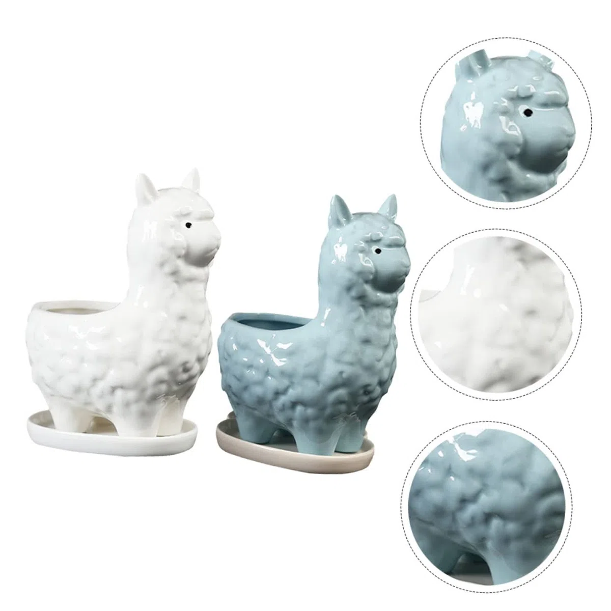 2kawałki Ceramiczny Kwiatowy Doniczek z Alpaka Uroczy Do Sukulentów Bonsai Dekoracja Biurka Idealny Do Domu i Ogrodu