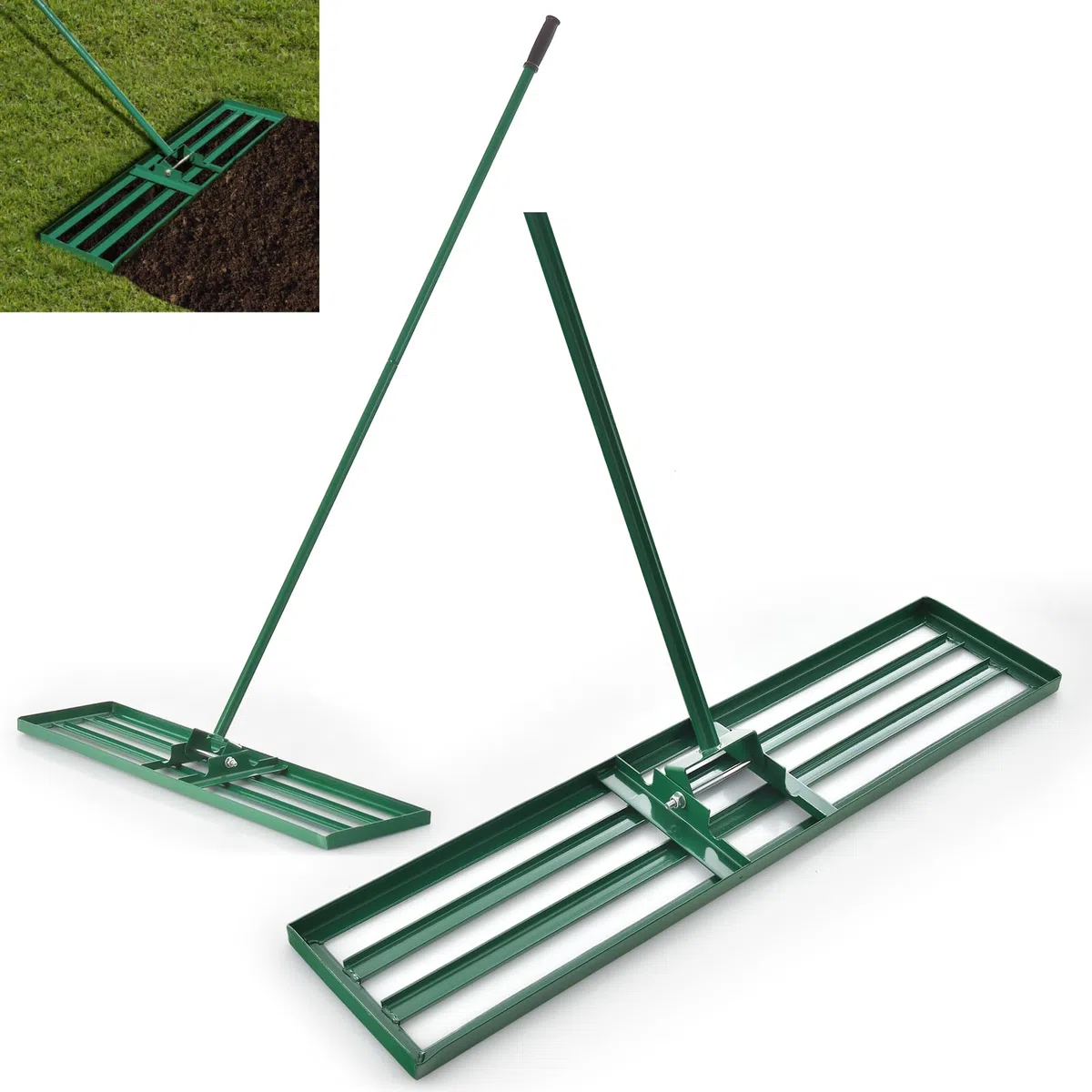 Grabie do wyrównywania trawnika, 30”/36”/42”/46” x 10”, stal malowana proszkowo, narzędzie do wyrównywania trawnika z uchwytem o długości 77”, narzędzie do wyrównywania gleby na trawnikach ogrodowy