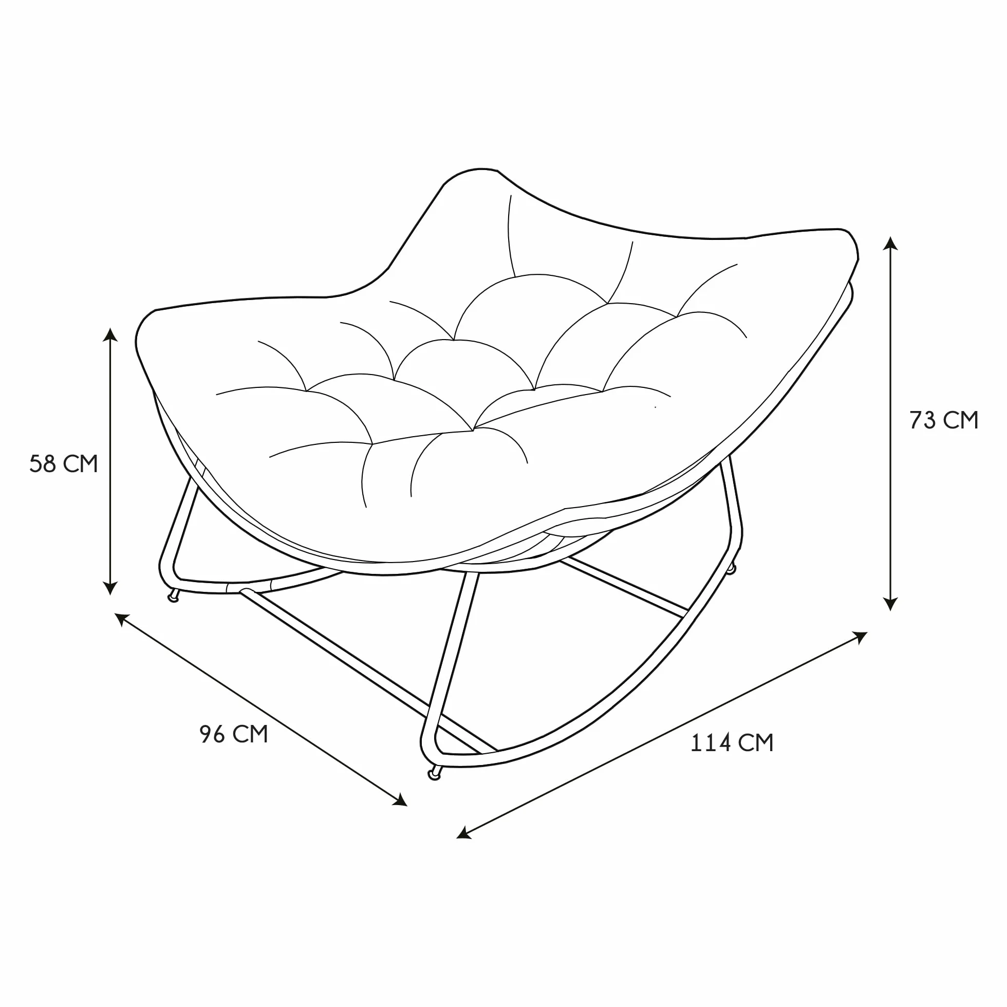 Fotel bujany ogrodowy żelazo efekt rattanu UV czarny HOME DECO FACTORY