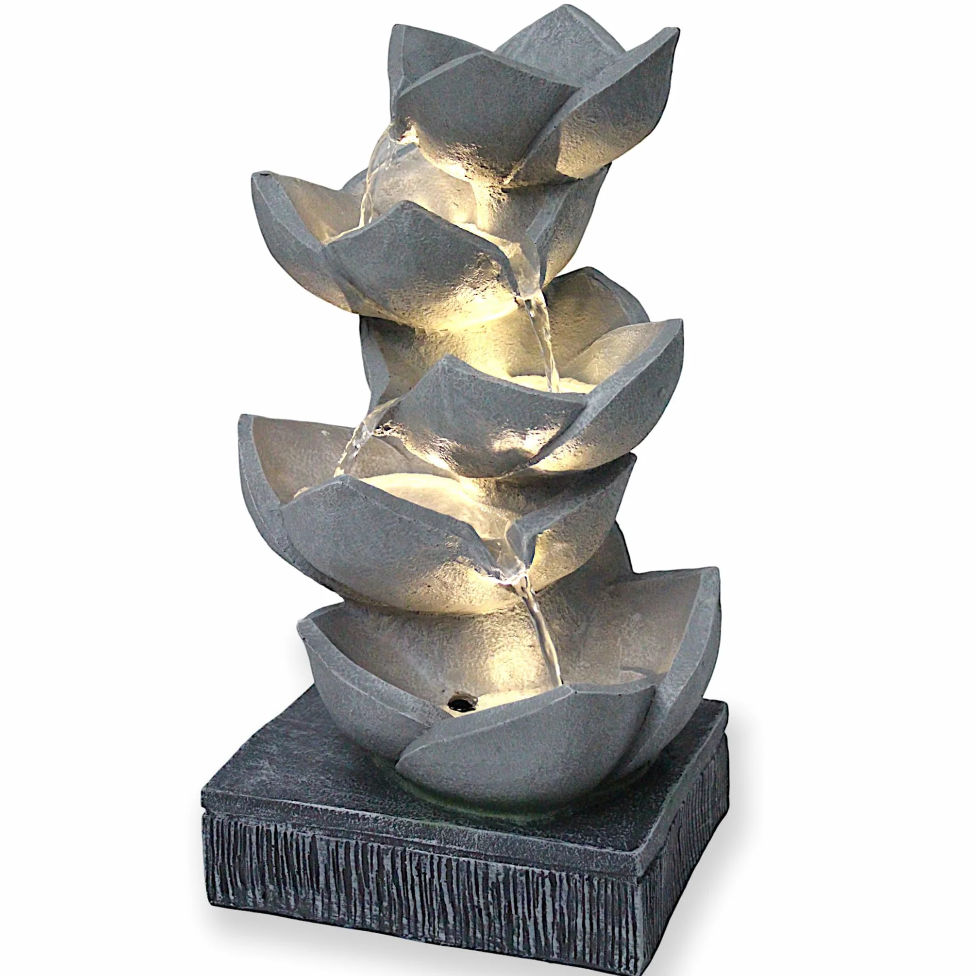Fontanna BK901 z oświetleniem LED, fontanna ogrodowa, rzeźba, figurka ogrodowa, gra wodna, 47 cm, kaskada, fontanna pokojowa, dekoracja ogrodowa
