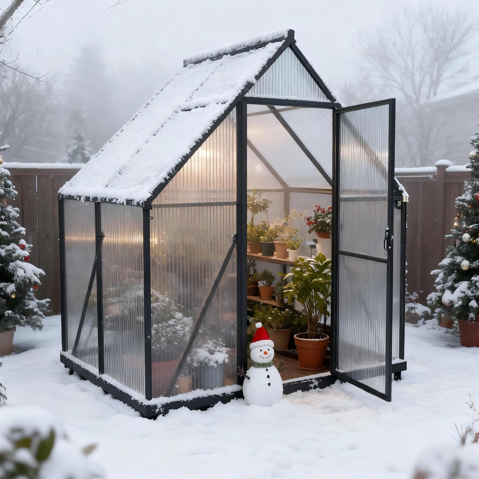 Aufun Szklarnia premium z aluminium, 2,25 m², z fundamentem 6 cm i płytą PC 4 mm, odporna na działanie promieni UV, odporna na warunki atmosferyczne, do ogrodu, 125 x 180 x 195 cm