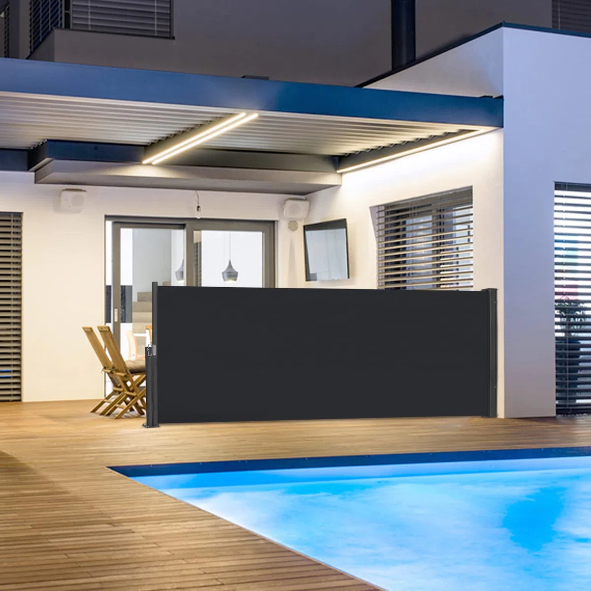 UISERBT Markiza boczna, wysuwana, 100 x 300 cm, antracytowa, osłona prywatności, ochrona przed słońcem, wiatrem, na balkon, taras, kemping