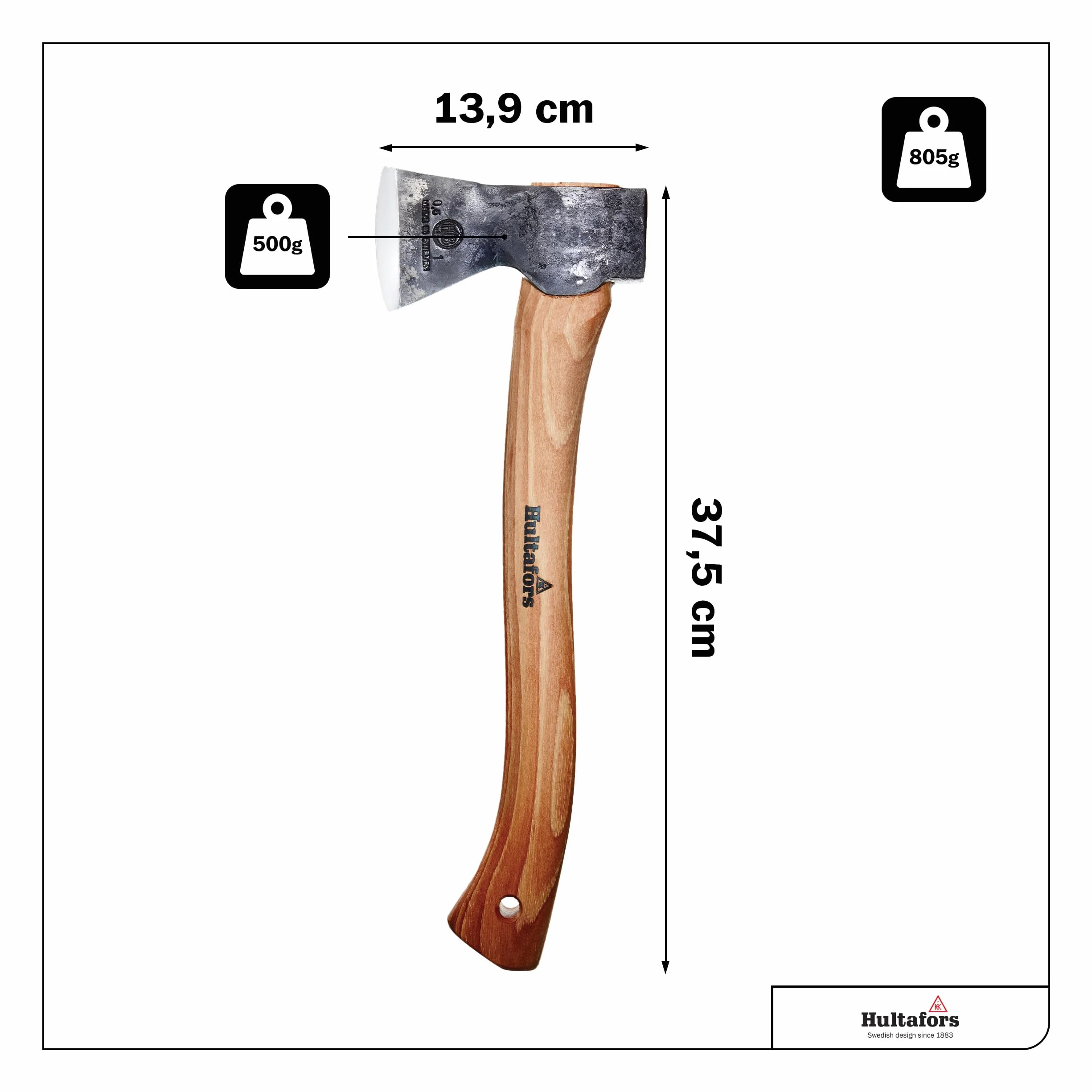 Hultafors Uniseks Hultan AV08417010 Toporek Trekkingowy, Brązowy, 18 x 41.5 x 5.5 cm