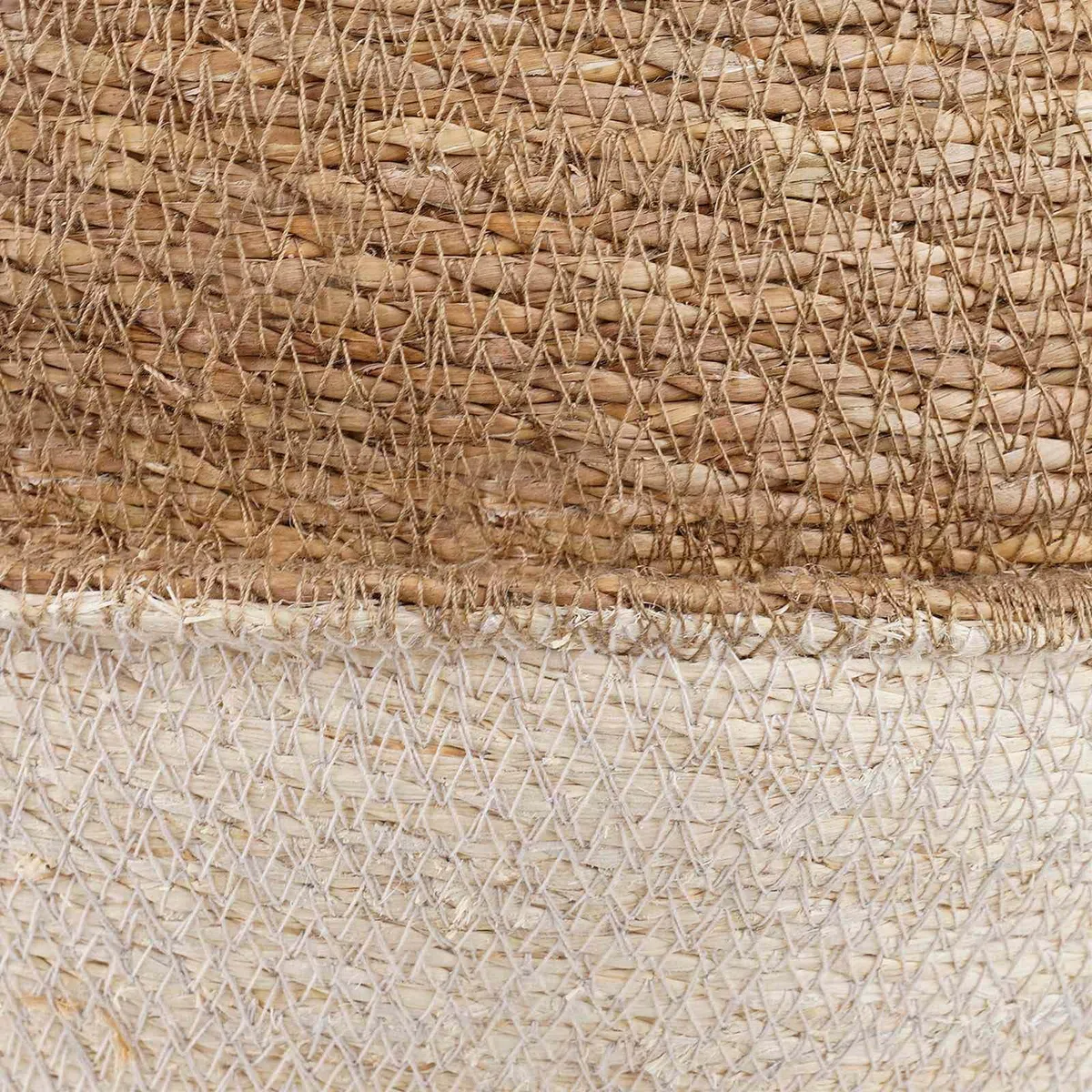 Donica na rośliny z uchwytami biała 45 x 36 cm 100% trawa morska | Naturalna trawa morska, cylindryczny kształt, do użytku wewnątrz i na zewnątrz, wytrzymała, łatwa w pielęgnacji