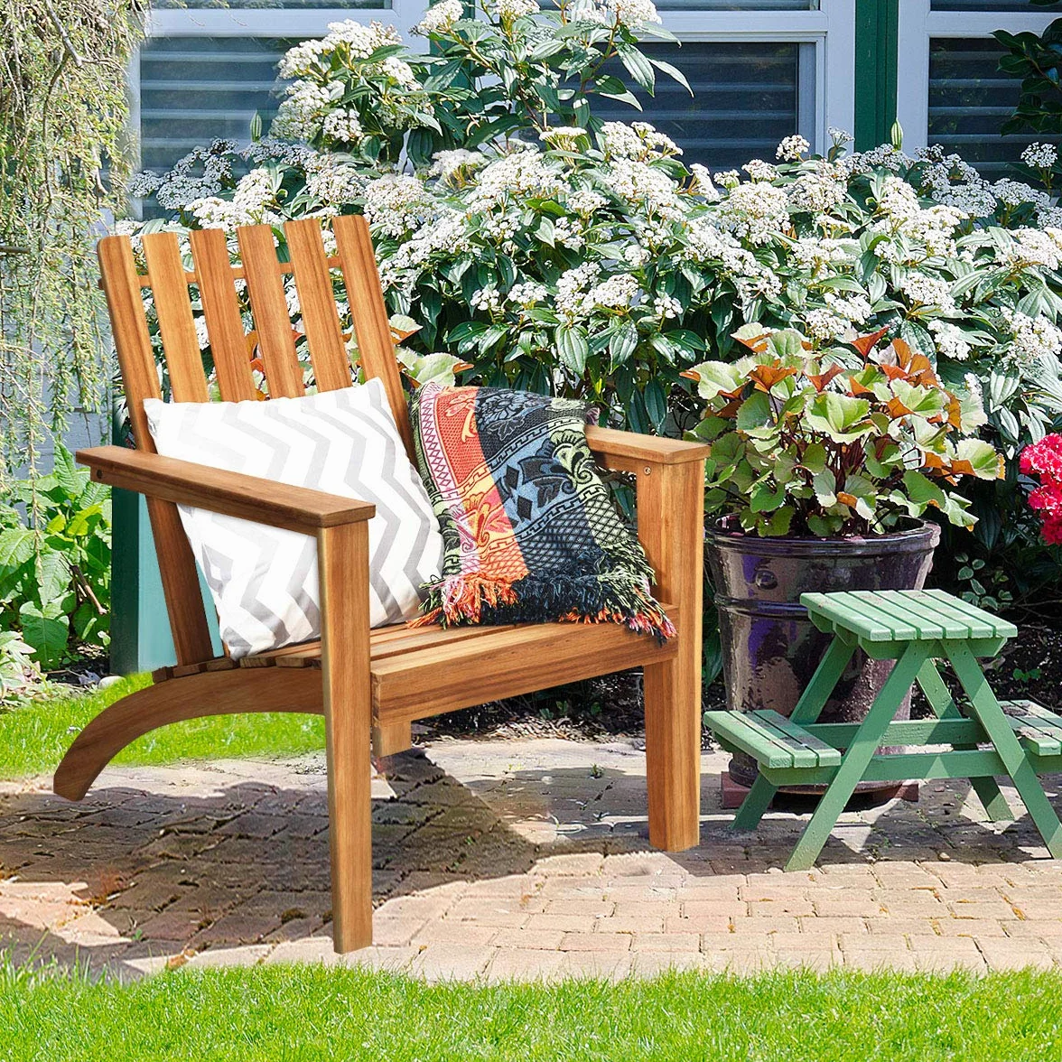 GIANTEX krzesło ogrodowe Adirondack z drewna akacjowego, wytrzymałe do 160 kg, ergonomiczne leżanki drewniane