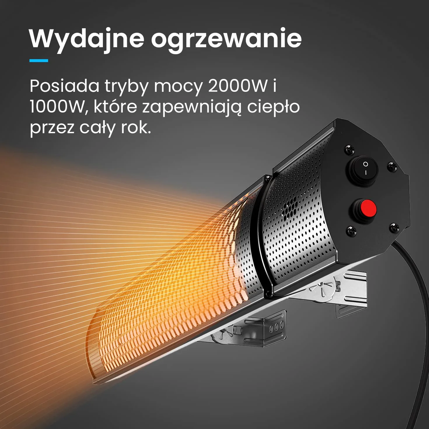 ProBreeze Grzejnik na Podczerwień Promiennik Ciepła, Pionowy z Pilotem Zdalnego Sterowania, Elektryczny na Taras Balkon Kemping, Naścienny Kolumnowy, Wodoodporny, 1000W 2000W