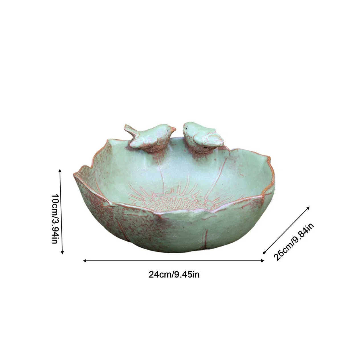 Miska do kąpieli dla ptaków, szczelna i dekoracyjna, ceramiczna, hydroponiczna, do użytku wewnątrz i na zewnątrz, do ogrodu, na taras, balkon, podwórko, trawnik