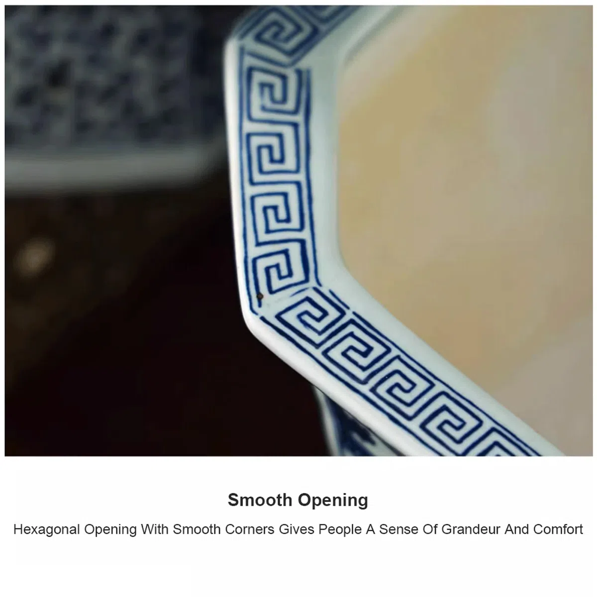 Niebieski i biały sześciokątny kwiatowy porcelanowy doniczka Chinoiserie Jingdezhen ceramiczna doniczka z otworem drenażowym chiński azjatycki design doniczka do wewnątrz i na zewnątrz