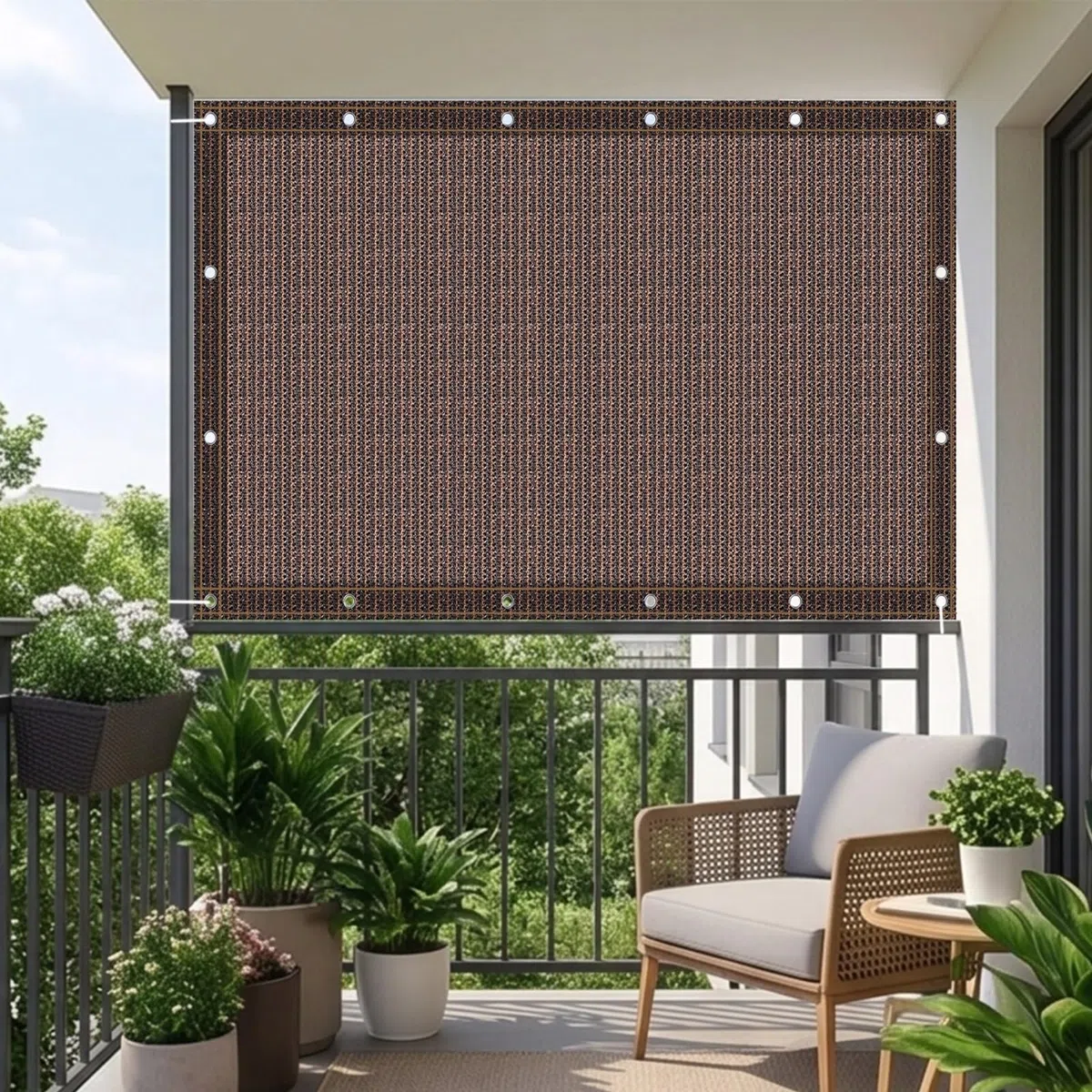Tkanina chroniąca przed słońcem 165 x 305 cm z przelotkami, ochrona przed promieniowaniem UV, plandeka z siatki, niestandardowy rozmiar i opcje kolorystyczne, do szklarni, patio, plaży i podwórka