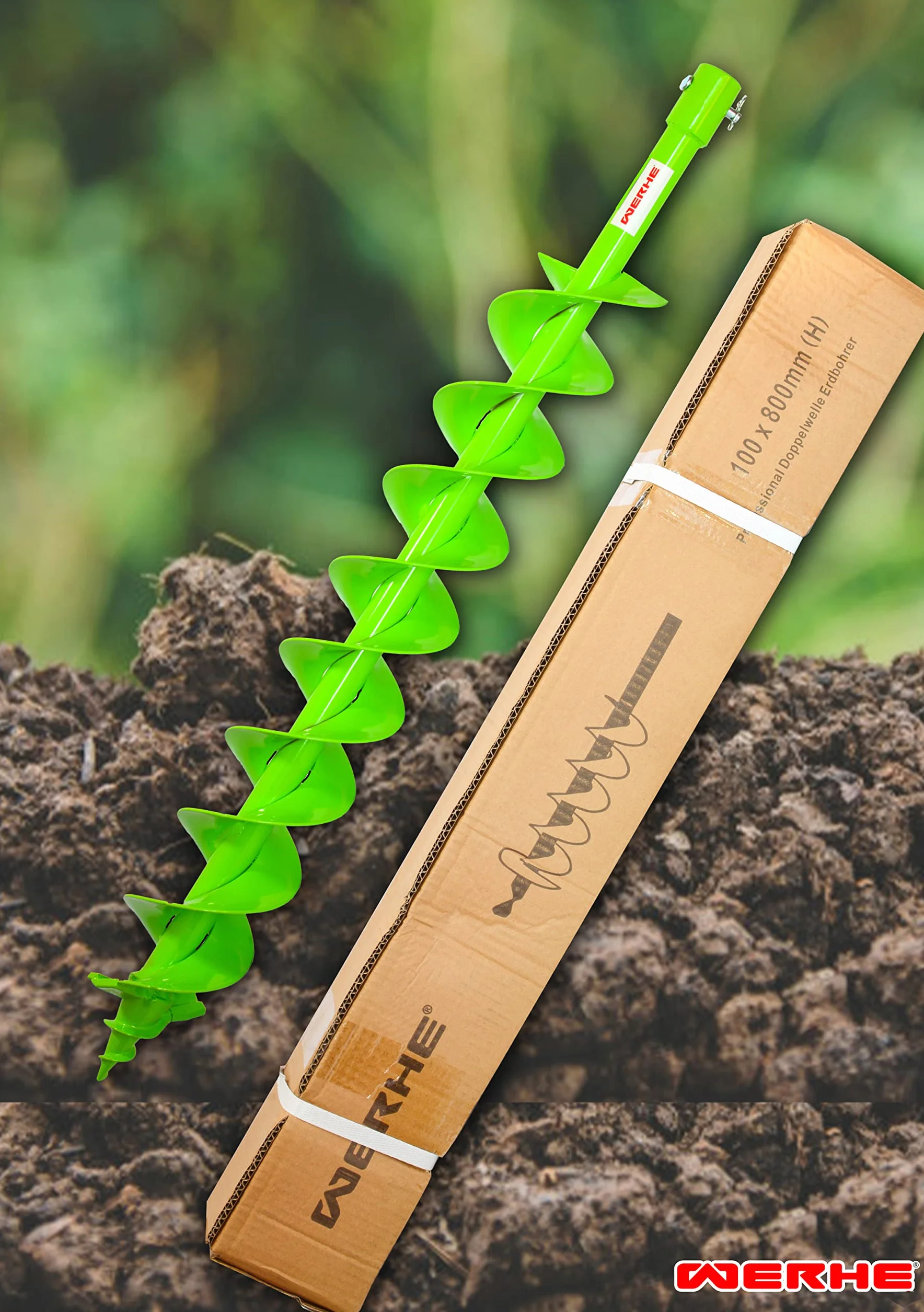 WERHE świder ziemny do wiertarki, Ø 80 mm, podwójna spirala, z M14 adapter | precyzyjny grot, wysoka trwałość, długa żywotność, także jako mieszadło do zaprawy do wykorzystania