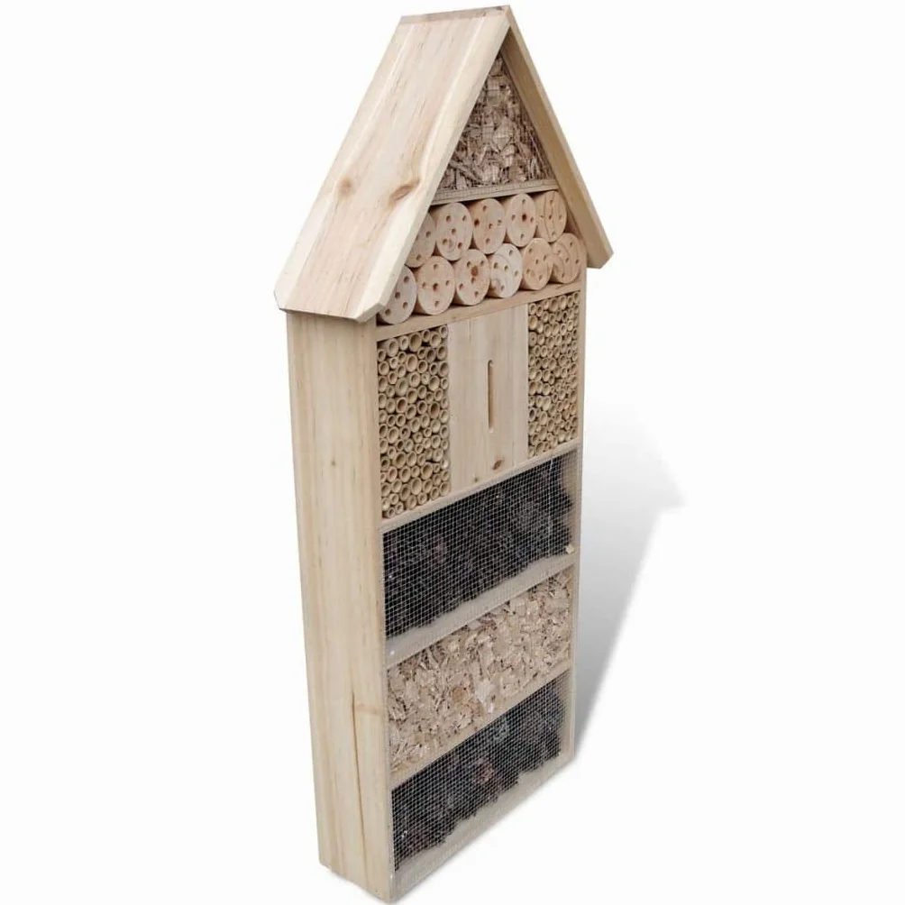 Insect Hotel, lite drewno, odporny na warunki atmosferyczne, domek dla motyli i dzikiej przyrody, budka lęgowa i schronienie, do ogrodu, na balkon, taras, 45,5 x 15 x 99 cm