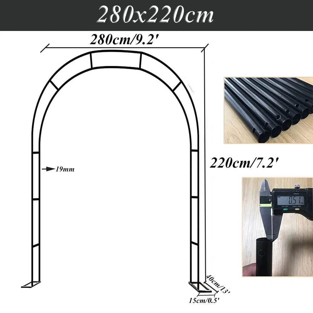 Krata ogrodowa na rośliny pnące i róże – 280 x 220 cm czarna metalowa róża podtrzymuje trwałą dekorację ślubną, idealna do ogrodnictwa i kompozycji kwiatowych na zewnątrz
