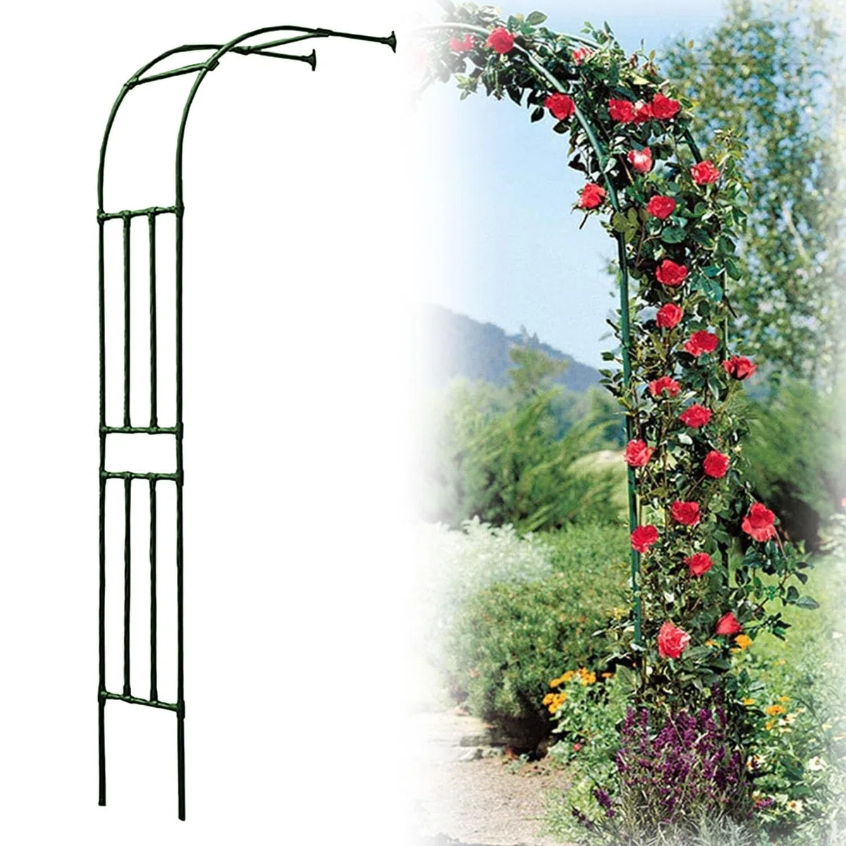 Metalowa kratka ogrodowa do roślin pnących regulowana szerokość 60-300 cm 240 cm wysokie wsparcie dla winorośli i kwiatów zielona pera design idealna dekoracja na zewnątrz