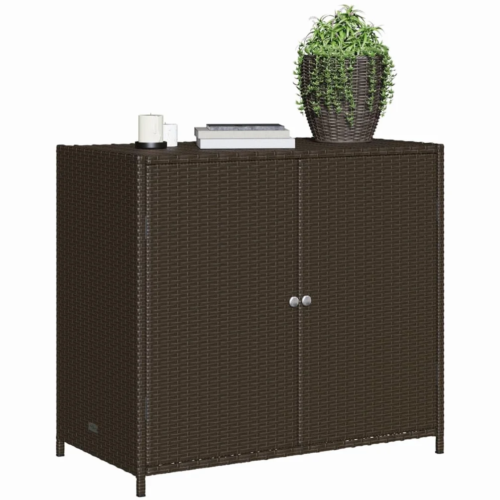 LAPOOH Szafka ogrodowa rattanowa PE brązowa 83x45x76 cm, Szafa zewnętrzna Miotła, Szafka zewnętrzna Przechowywanie, Szafka zewnętrzna Ogród, Meble ogrodowe - 365544