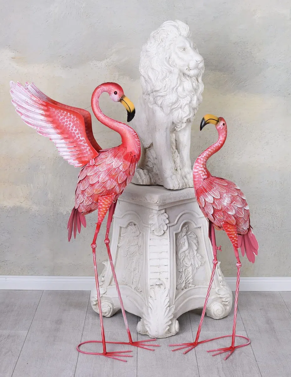 2 flamingi zestaw figurek flamingów ptak na palach figurka ogrodowa 94 cm metalowa figurka ogel dekoracyjny aja302 Palazzo ekskluzywny