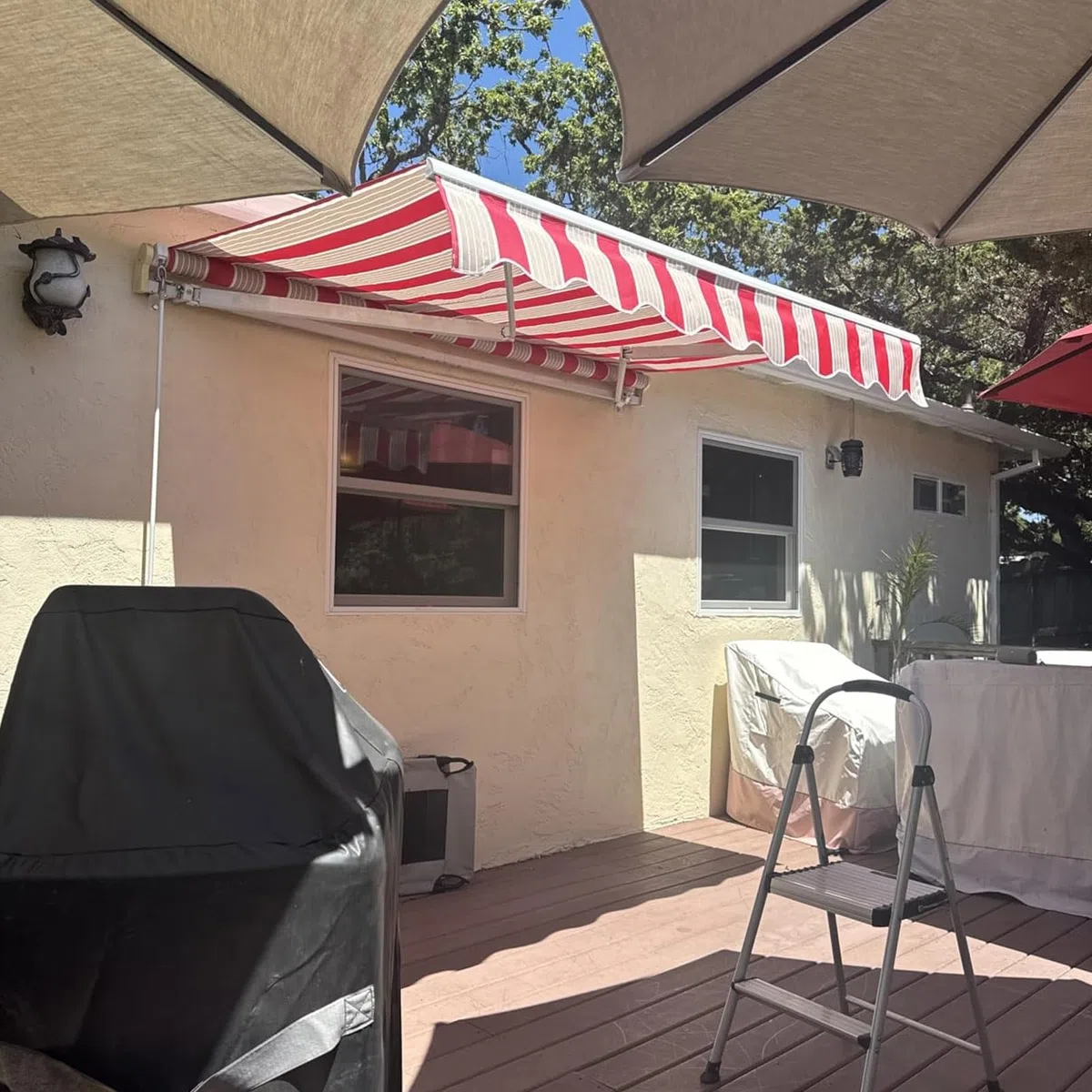 Wymienny materiał na daszek markizy tarasowej | Tkanina na daszek parasola Stripes, wodoodporna, z filtrem UV, poliester 310 g, sklepu restauracji(400x250cm/13x8ft)