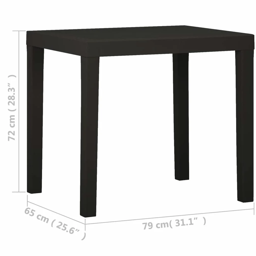 Stół ogrodowy, antracyt, tworzywo sztuczne, 79 x 65 x 72 cm, odporny na warunki atmosferyczne, stabilny, łatwy w pielęgnacji, składany, na taras, balkon, do ogrodu, na piknik, kemping