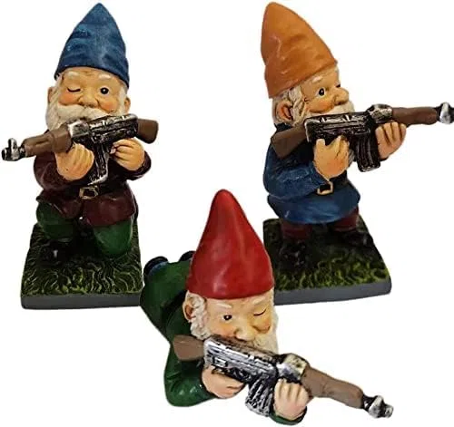 Krasnale Ogrodowe Mnóstwo Krasnali Z Pistoletem, Niegrzecznej Statuy Z Bronią Krasnale Ogrodowe - Zabawne Krasnale Ogrodowe Armia Na Świeżym Powietrzu Krasnale Ogrodowe Do Ozdób Trawników Patio W