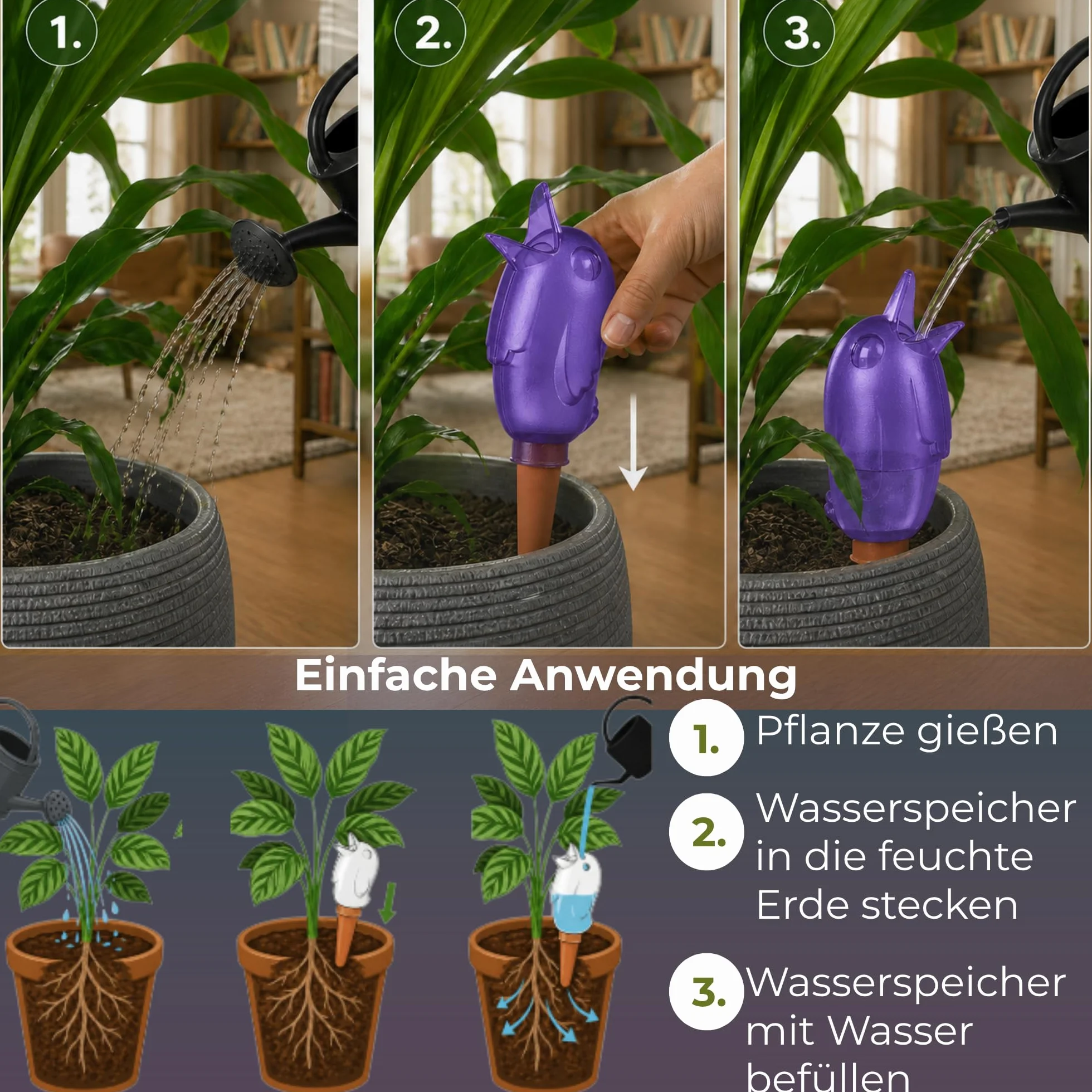 Scheurich Dozownik wody Bördy M | 12 x liliowy | pojemność 220 ml | mała kula nawadniająca z glinką | dozownik wody do roślin pokojowych i kwiatów, trzonek z terakoty