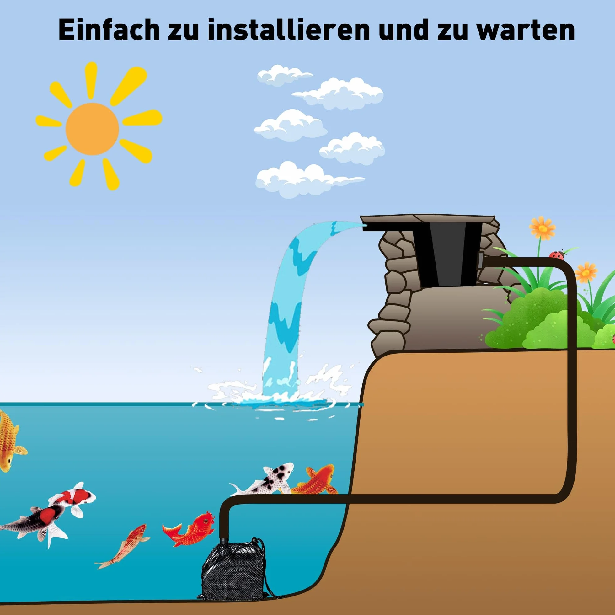 Zestaw filtrów do oczka wodnego z pompką 80 W 4500 l/h