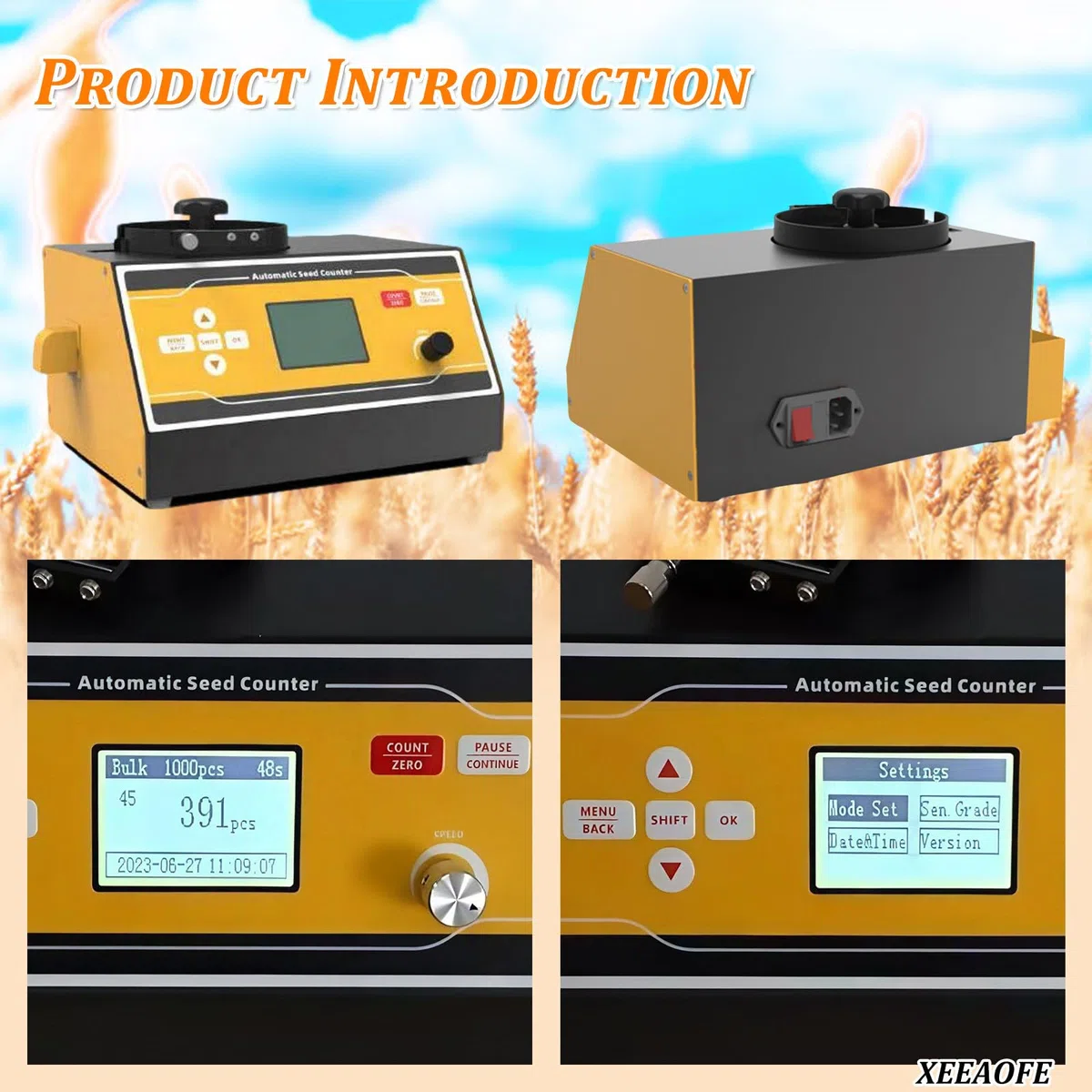 Automatyczna maszyna do licznika ilości nasion z wyświetlaczem LED, pojemność od 1 do 99999, odpowiednia do ryżu, pszenicy, sorgo, kukurydzy i różnych zbóż