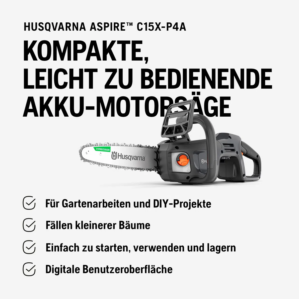 Husqvarna Pilarka Akumulatorowa C15X-P4A | (litowo-jonowa, 18V, wysoka prędkość) (bez akumulatora i ładowarki)