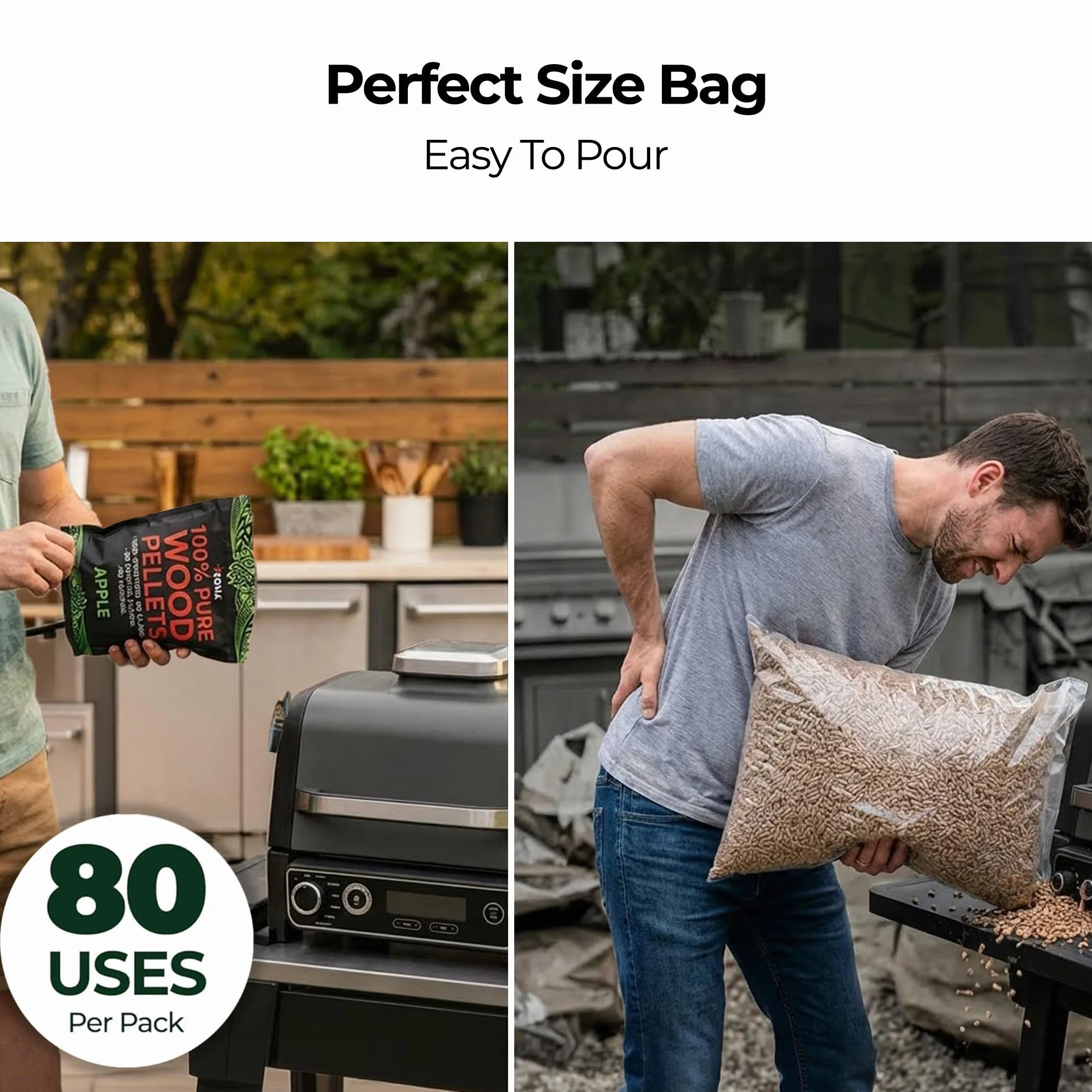 Kona Zestaw pelletów drzewnych, przeznaczony do grilla outdoorowego Ninja Woodfire, pieca opalanego drewnem i wędzarni, 8, 0,5 kg woreczki zamykane