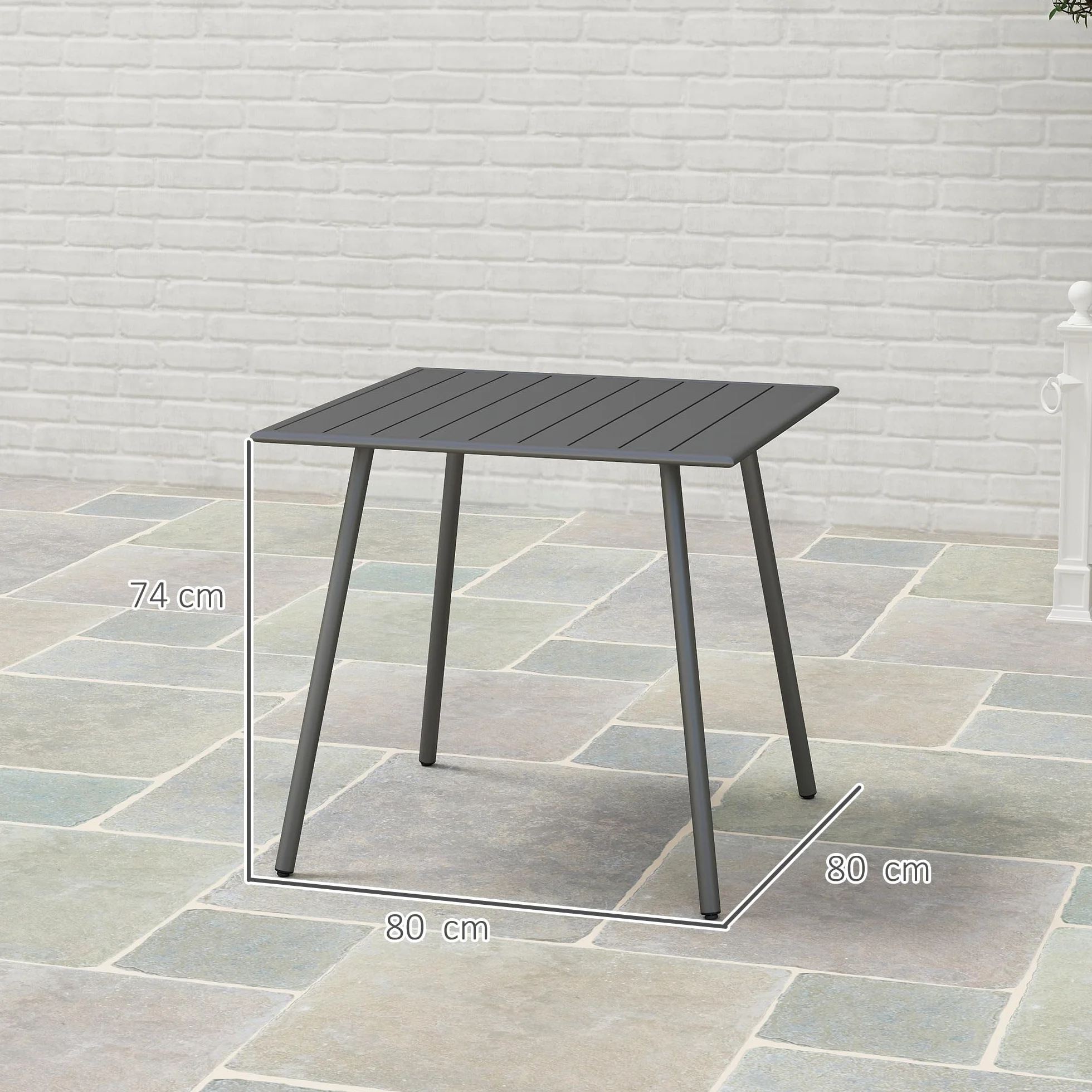 Outsunny Stół ogrodowy ze stali 80x80x74 cm odporny na warunki atmosferyczne antypoślizgowy szary