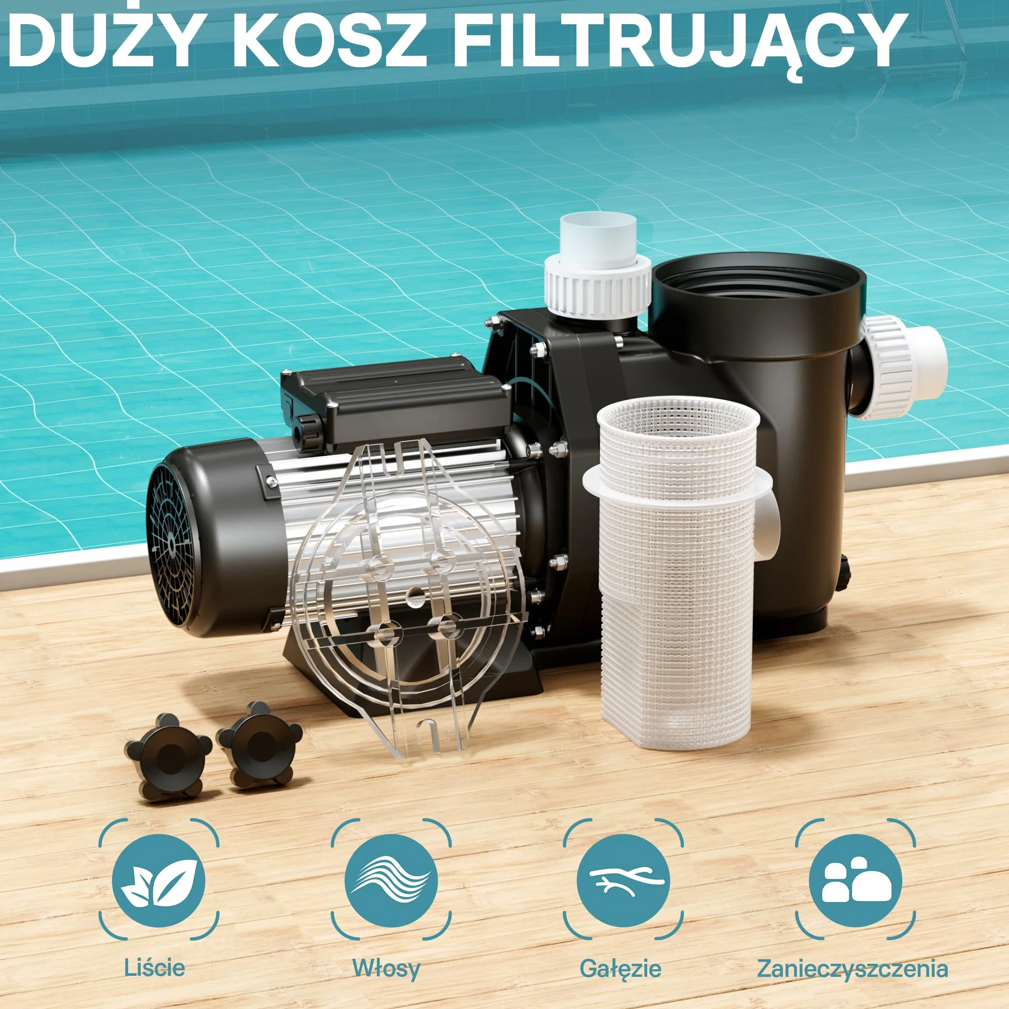WilTec Pompa basenowa 19200 l/h 750 W cicha pompa filtrująca cyrkulacyjna