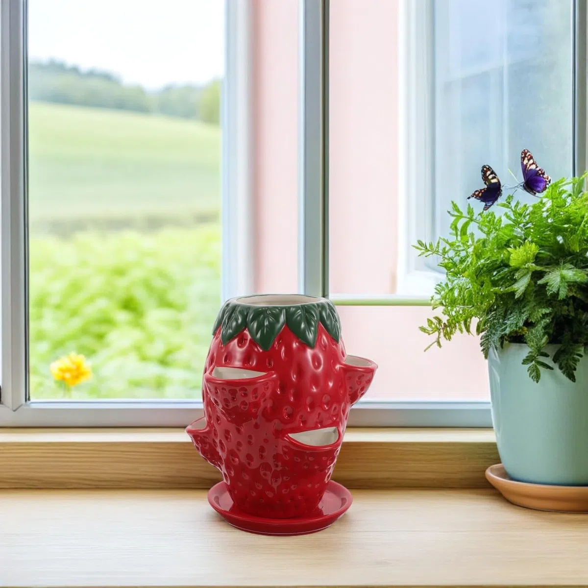 Yardenfun okrągłe doniczki ogrodowe doniczka do storczyków doniczka w stylu retro doniczki szkółkarskie z otworami Pojemnik na rośliny kwiatowe Red