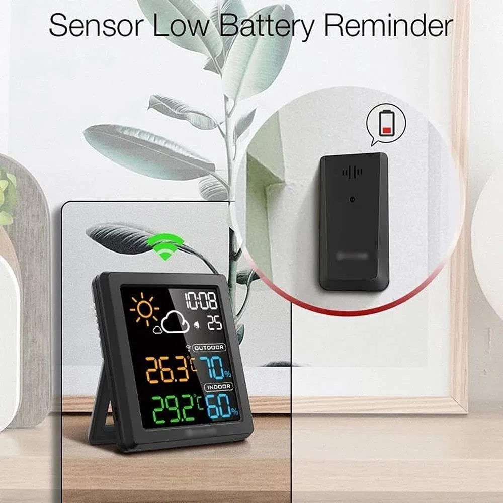 Stacja pogodowa LCD z kolorowym ekranem HD, budzik, inteligentny higrometr, podwójny zegar stołowy, zegar