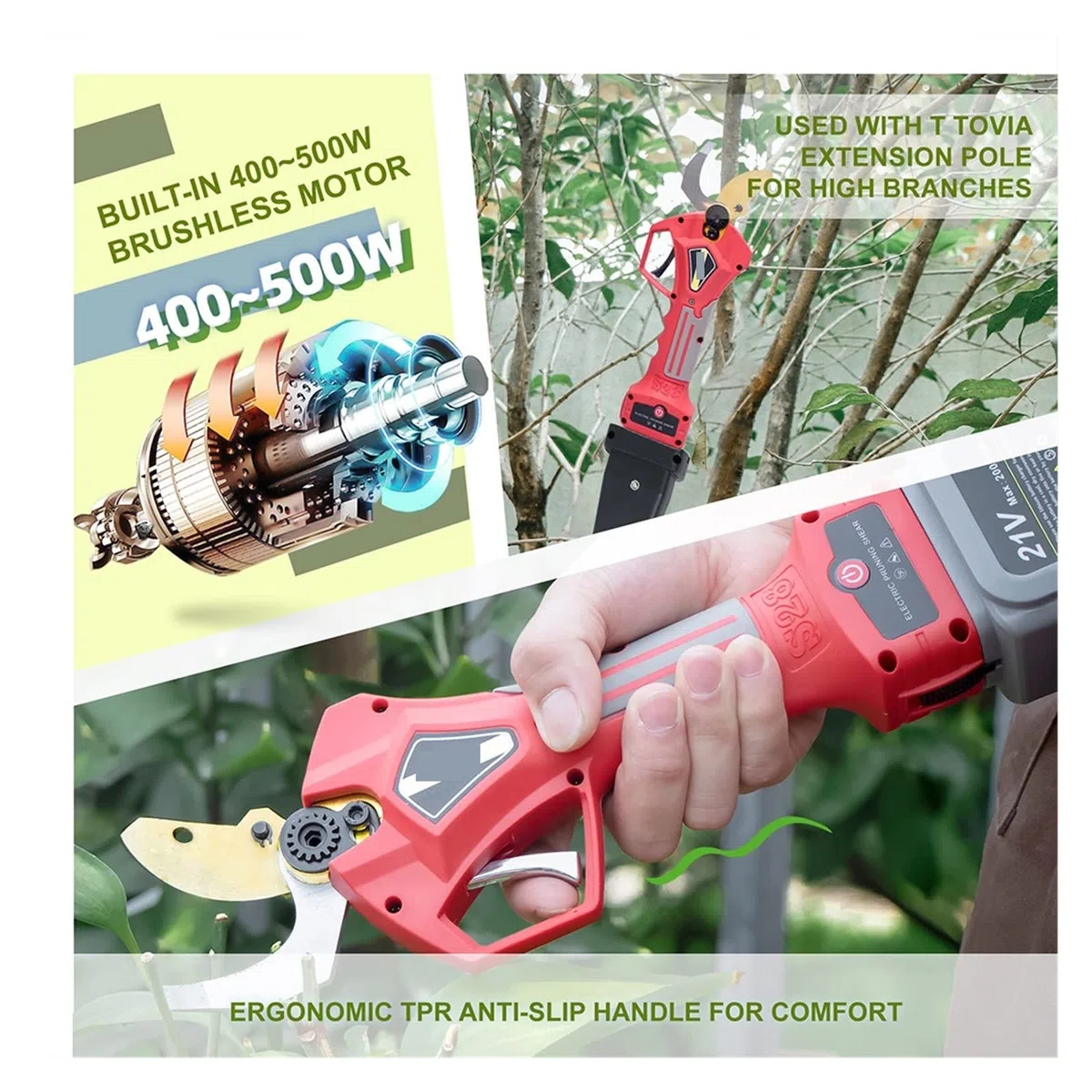 Sekatory Elektryczne Bezszczotkowy sekator elektryczny, nożyce ogrodowe do drzew owocowych, gałęzie Bonsai, akumulator przycinania(Shears(No battery))