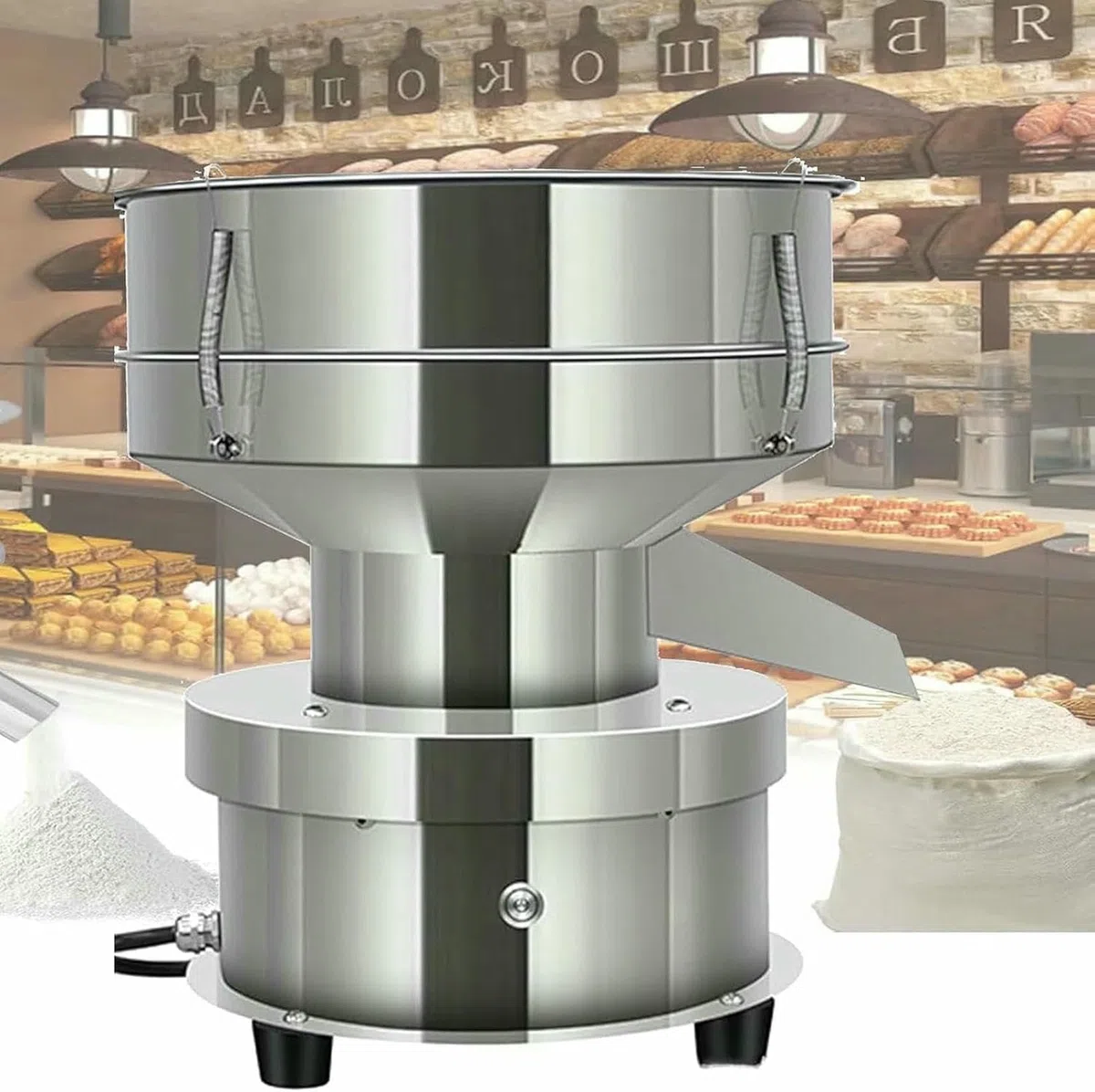 Automatyczna maszyna do przesiewania proszku, sito wibracyjne o oczkach 60, elektryczna maszyna do przetwarzania mąki o wydajności 3 kg/h, automatyczna elektryczna wstrząsarka do mąki (10cm)