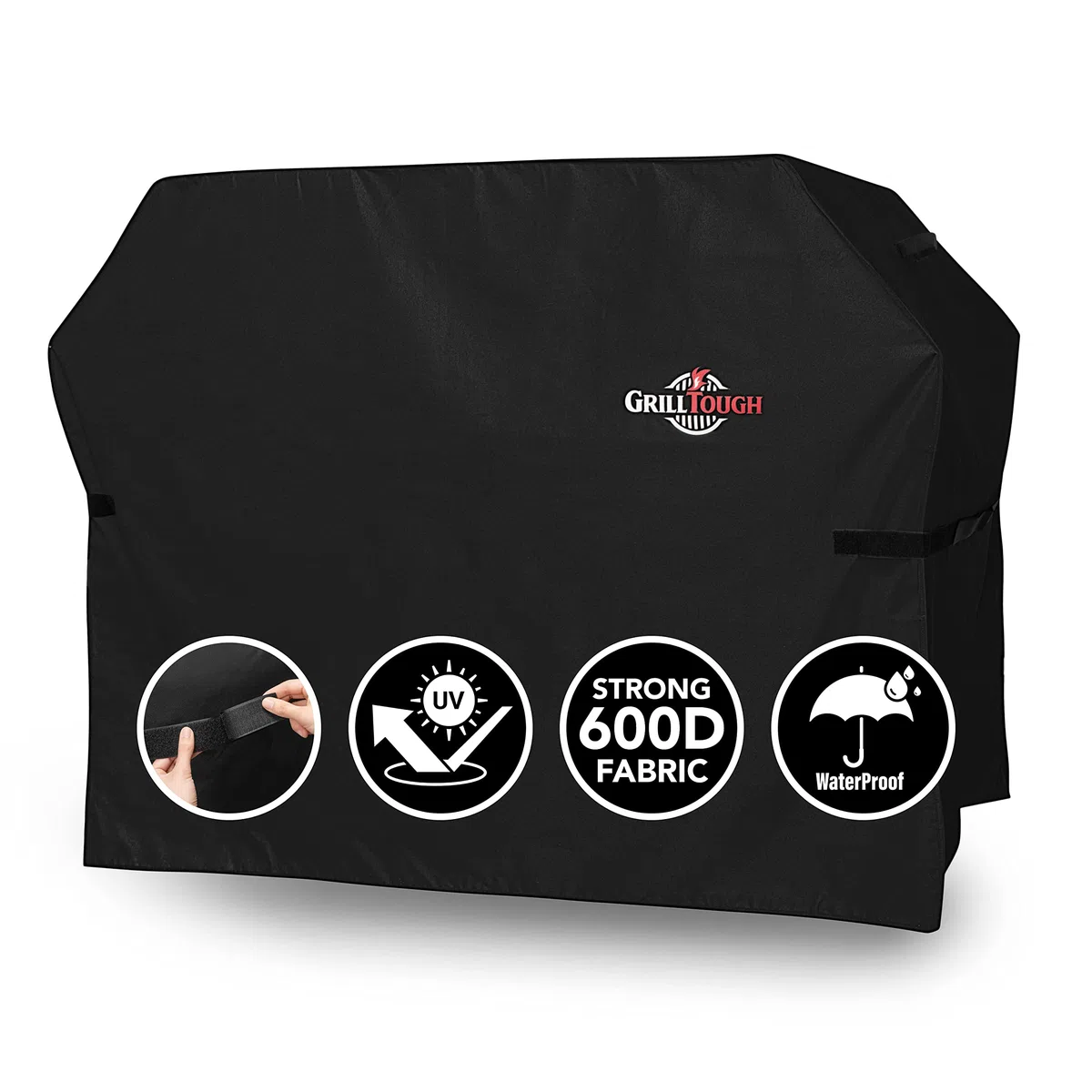 GrillTough Wytrzymały pokrowiec do grilla na zewnątrz, wodoodporny, odporny na warunki atmosferyczne, promieniowanie UV i blaknięcie, z regulowanymi paskami, pokrowiec na grill gazowy do Weber,