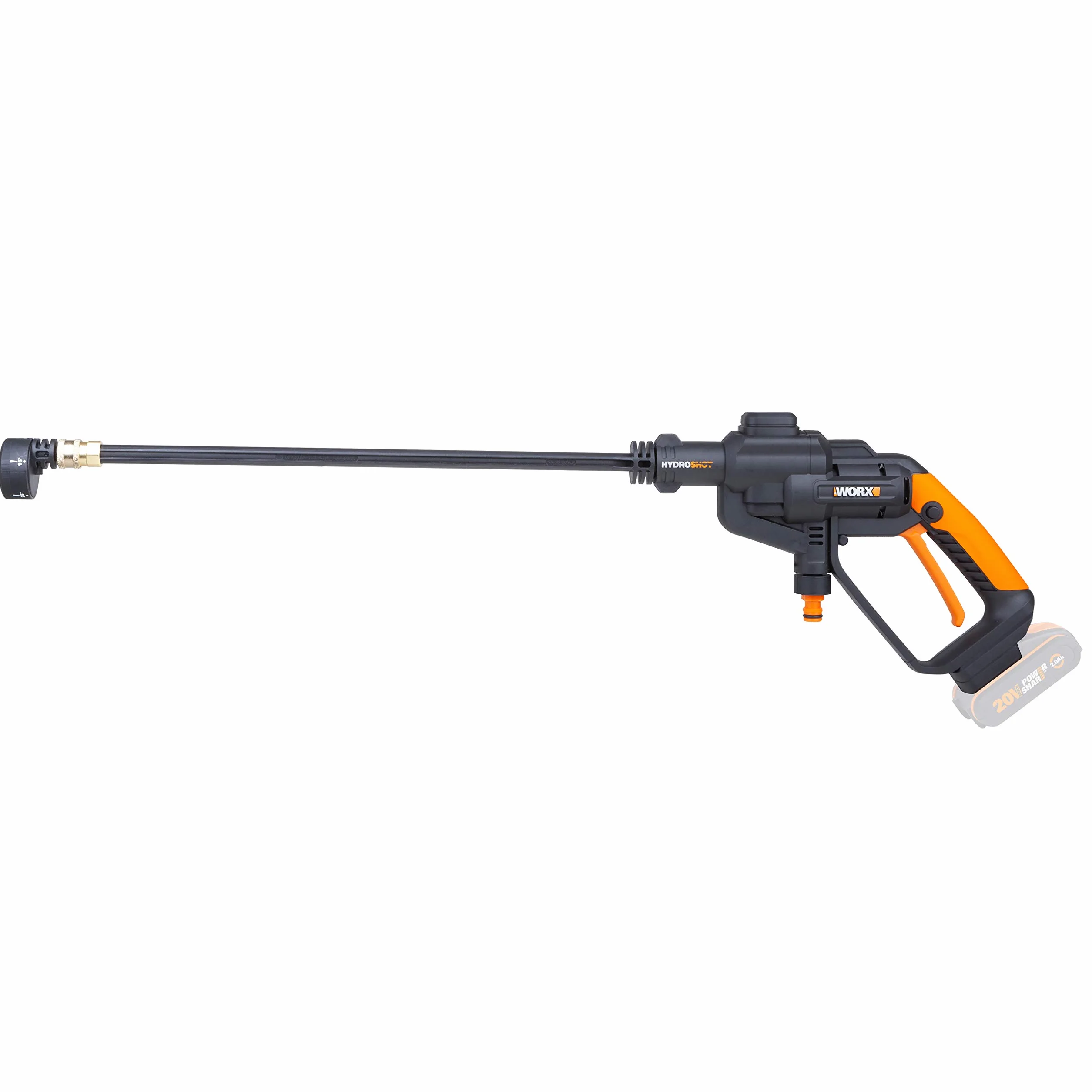 WORX WG620E.9 Hydroshot Akumulatorowa Myjka Wysokociśnieniowa 20 V, Mobilna Myjka Wysokociśnieniowa z Wieloma Dyszami Natryskowymi, Wąż 6 m, bez Akumulatora i Ładowarki