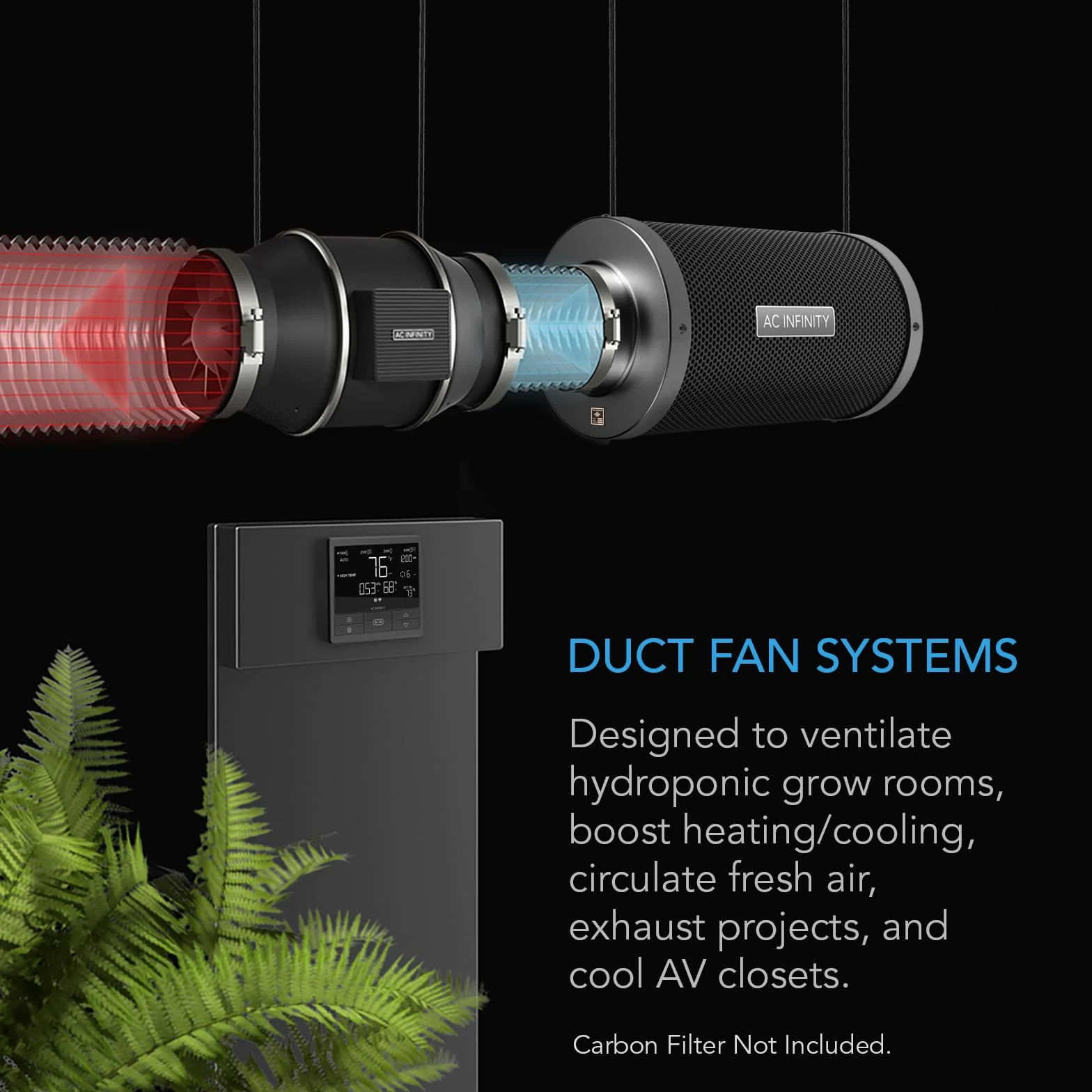 AC Infinity CLOUDLINE PRO T4, cichy wentylator kanałowy rzędowy 100 mm z kontrolerem VPD, zintegrowana aplikacja WiFi, wentylator wyciągowy do ogrzewania, chłodzenia, do uprawy namiotu, hydroponiczny