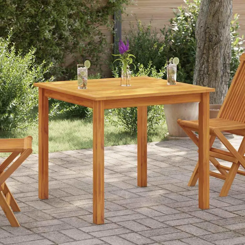 Stół ogrodowy 85 x 85 x 74 cm z litego drewna akacjowego z olejem naturalnym, idealny na taras, balkon, do ogrodu, na werandę, podwórko, kemping, piknik, jedzenie, imprezę, stolik kawowy
